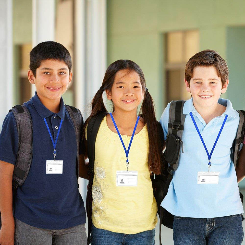 Lanldc 50 Pcs Nylon Neck Lanyards for Office ID Name Tags and Badge Holders(Blue)