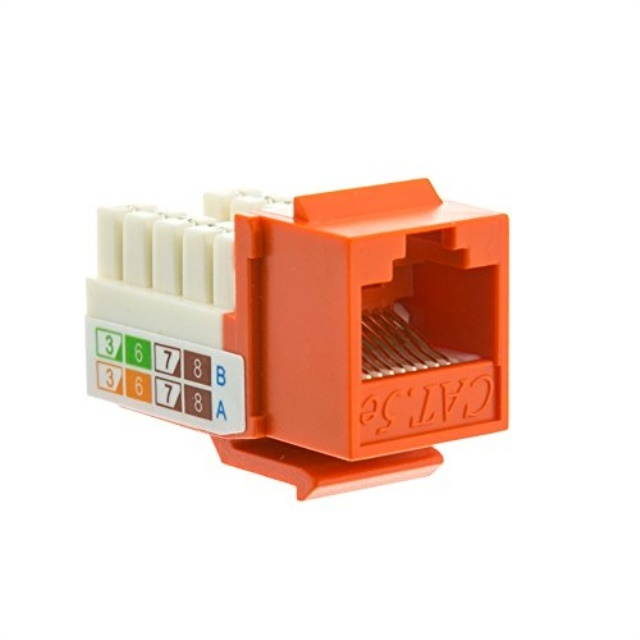Offex cat 5e Keystone Jack, Orange, RJ45 Female to 110 Punch Down
