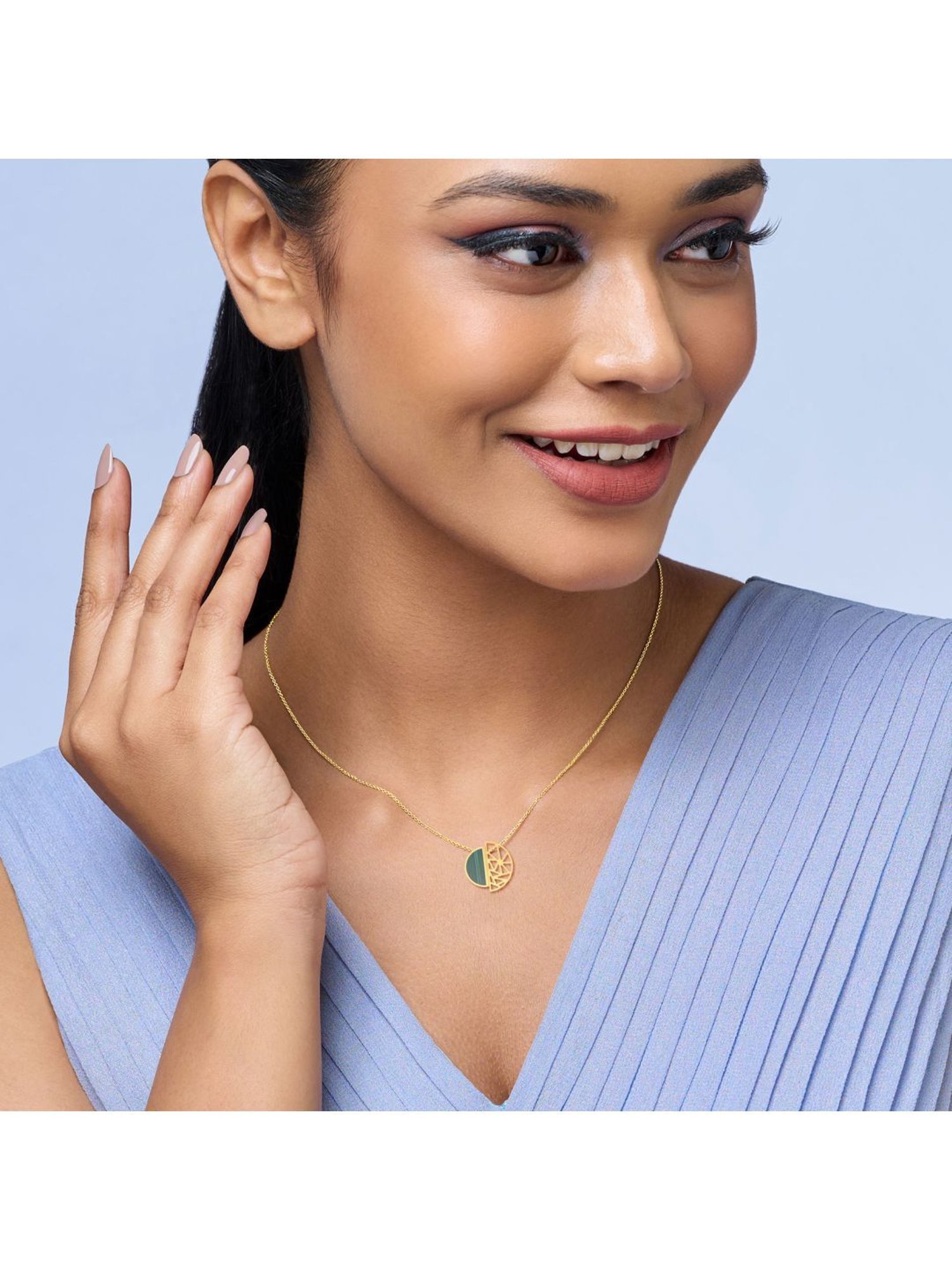 Joyalukkas Gold 18K Two Size Semi-Circles Joined Pendant for Women