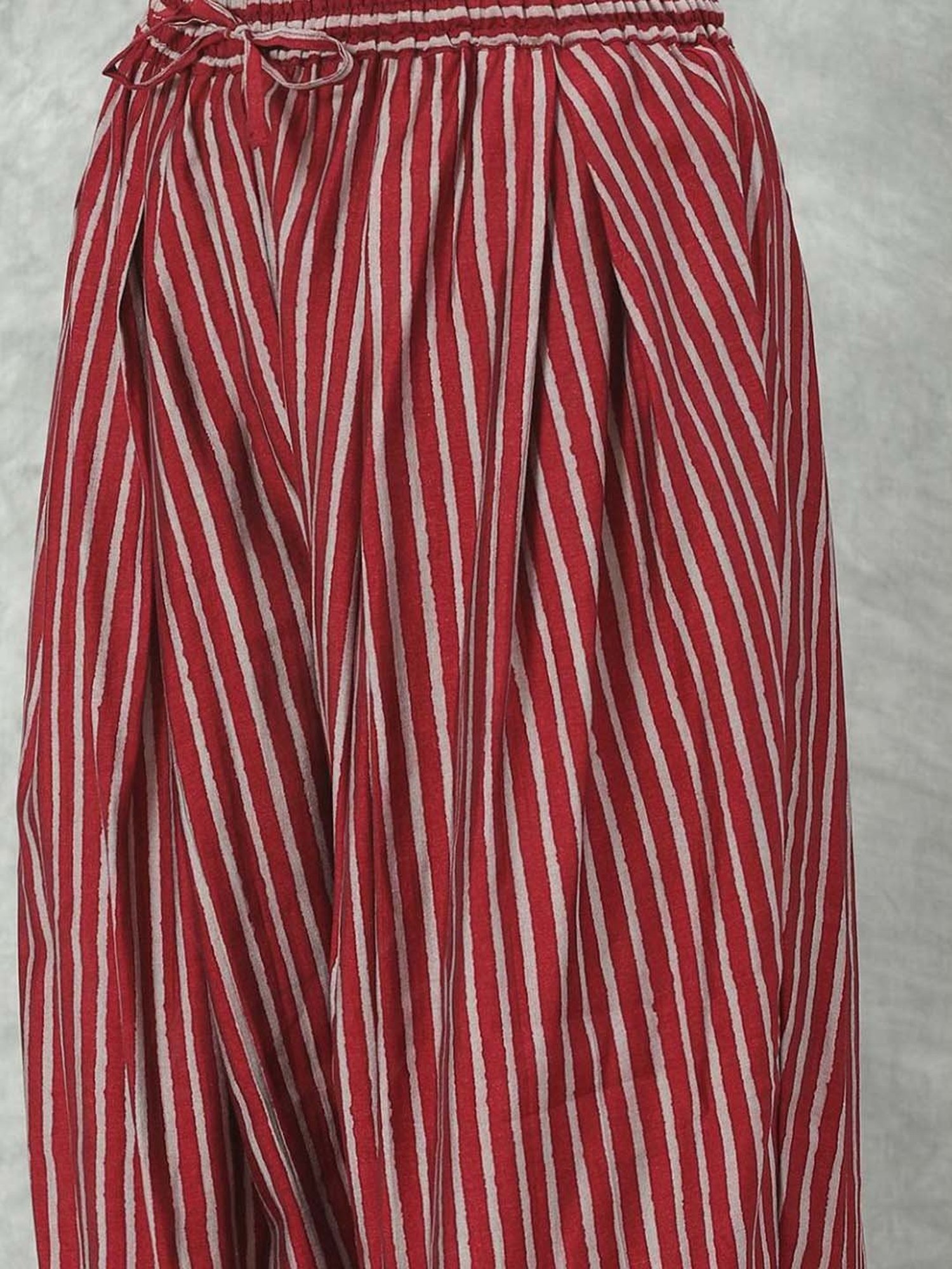 Biba Grey & Maroon Printed Kurti Pant Set