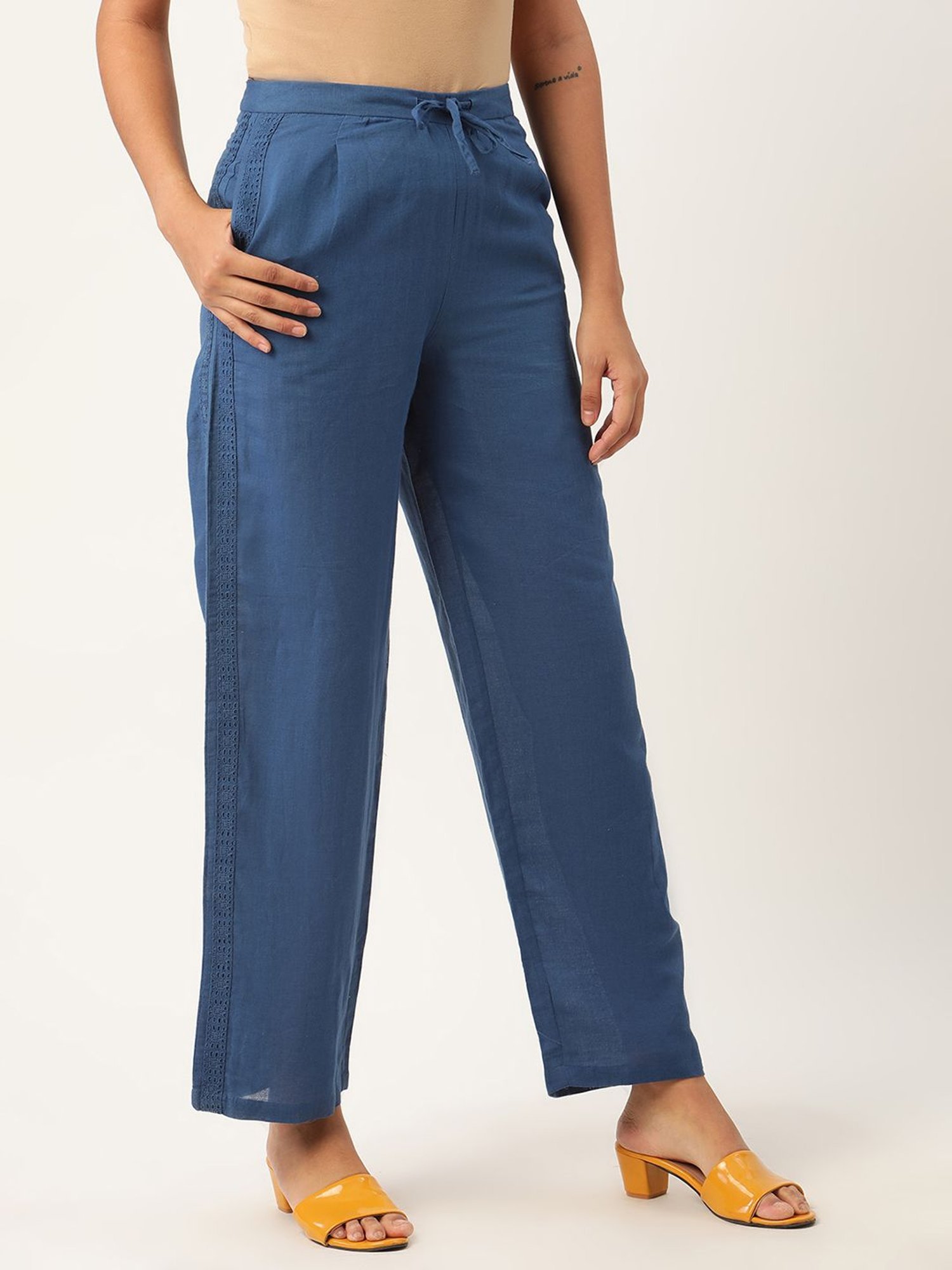 Rooted Blue Straight Fit Trousers