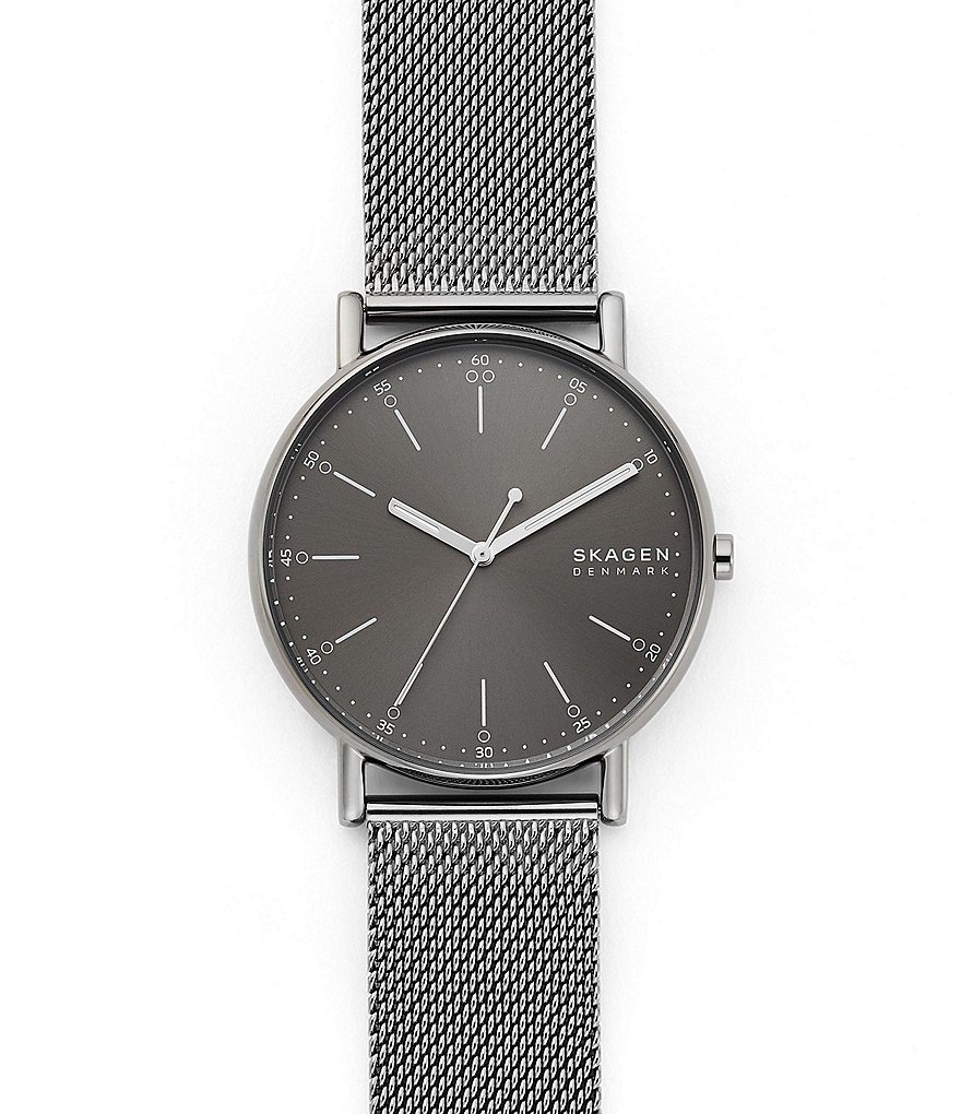 Skagen Signatur Three-Hand Gray Steel-Mesh Watch