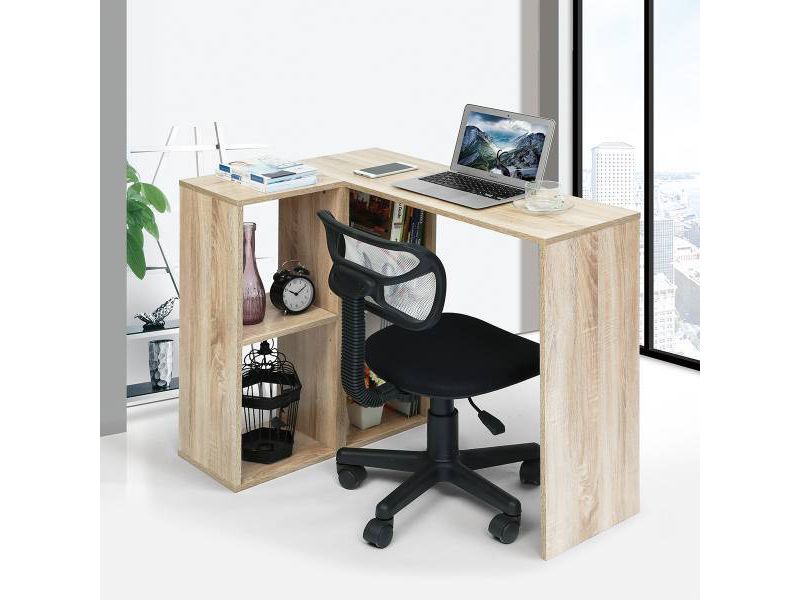 Sandy Modern Wooden Office Desk with Storage Compartments Tan - AC Pacific