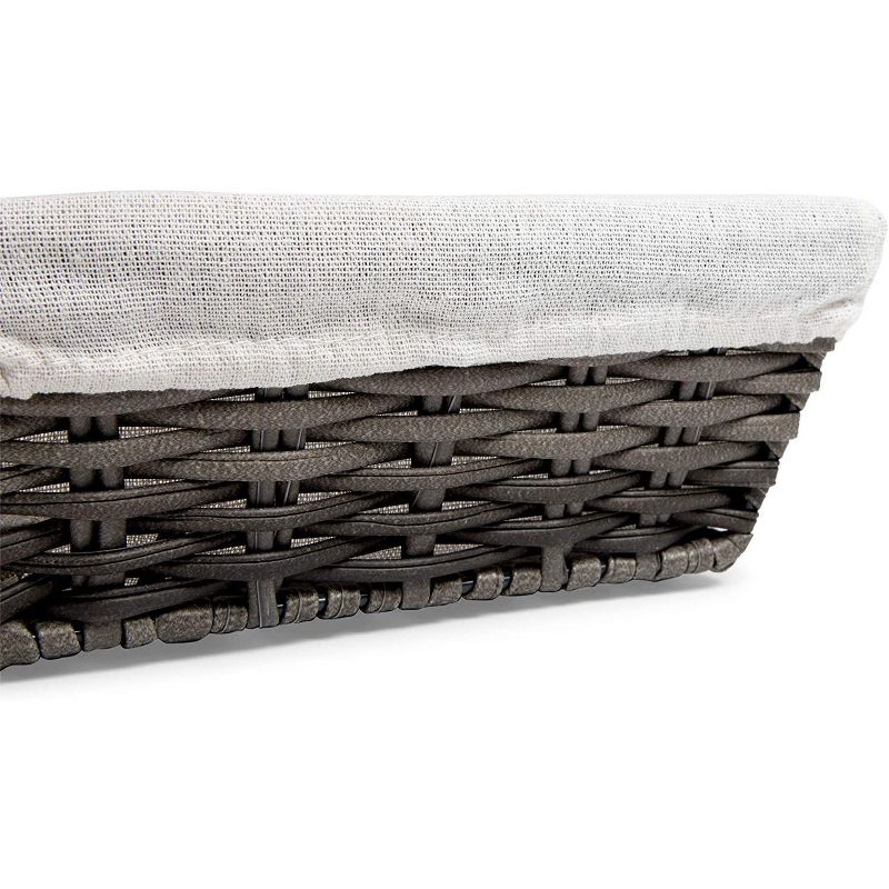 Farmlyn Creek 3-Pack Grey Square Wicker Storage Baskets with Liners (9 x 9 x 3.5 Inches)