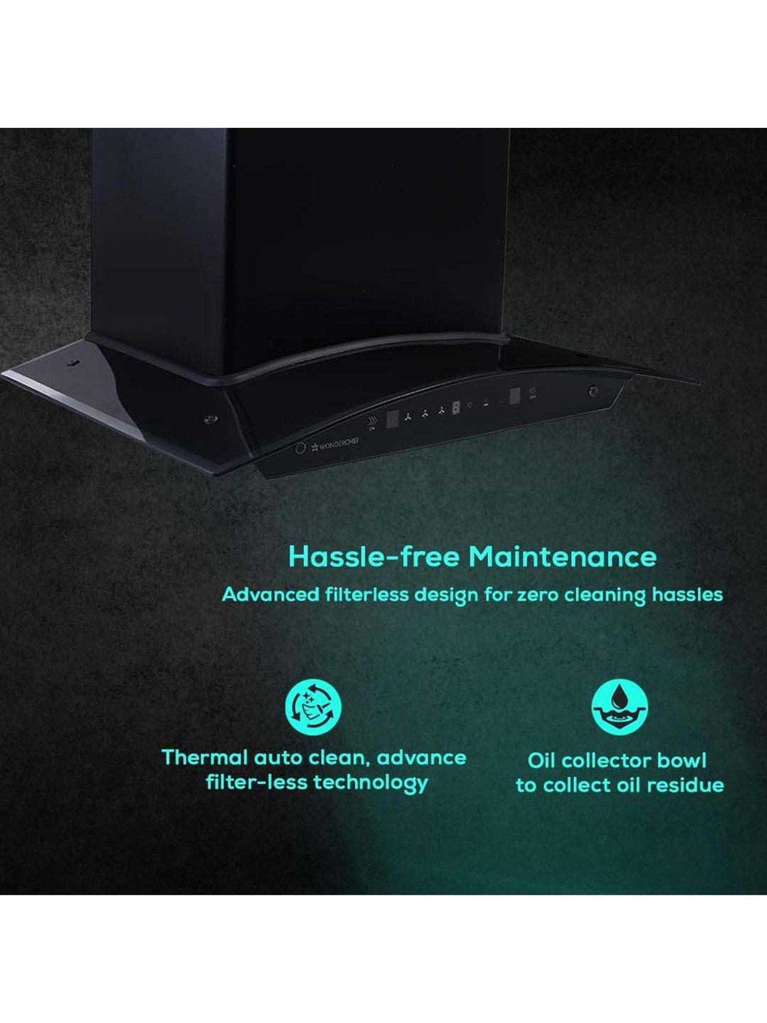 Glen CH6076AC75 1400CMH 75cm Wall Mounted Chimney (Black)