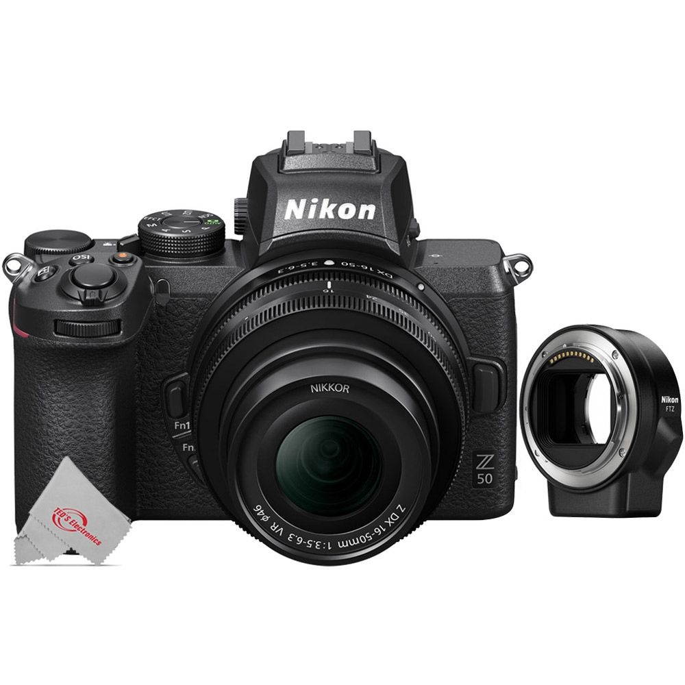 Nikon Z50 20.9MP DX-Format Mirrorless Digital Camera with 16-50mm Lens + Nikon FTZ Mount Adapter