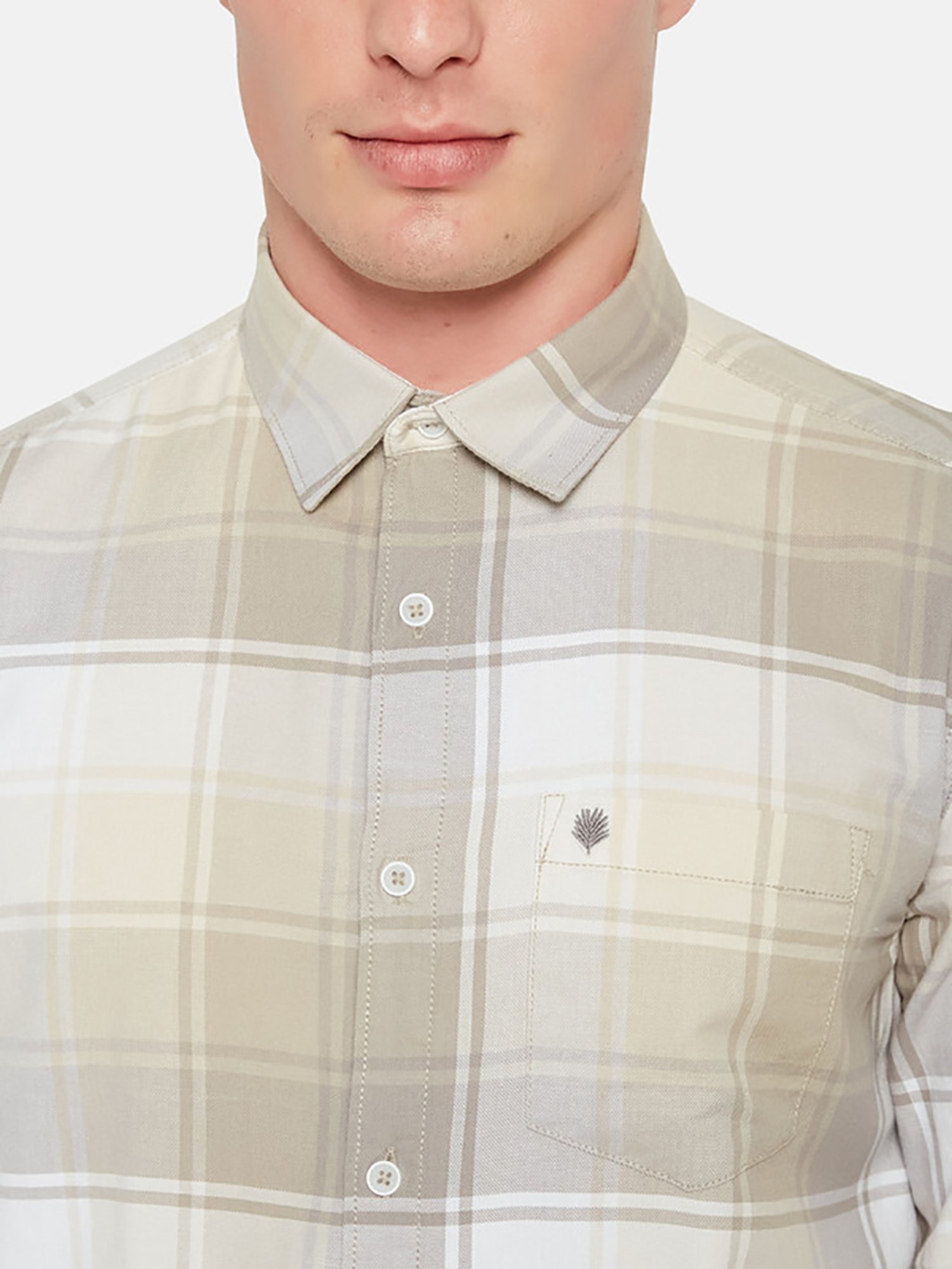 METTLE Light Brown Regular Fit Check Shirt