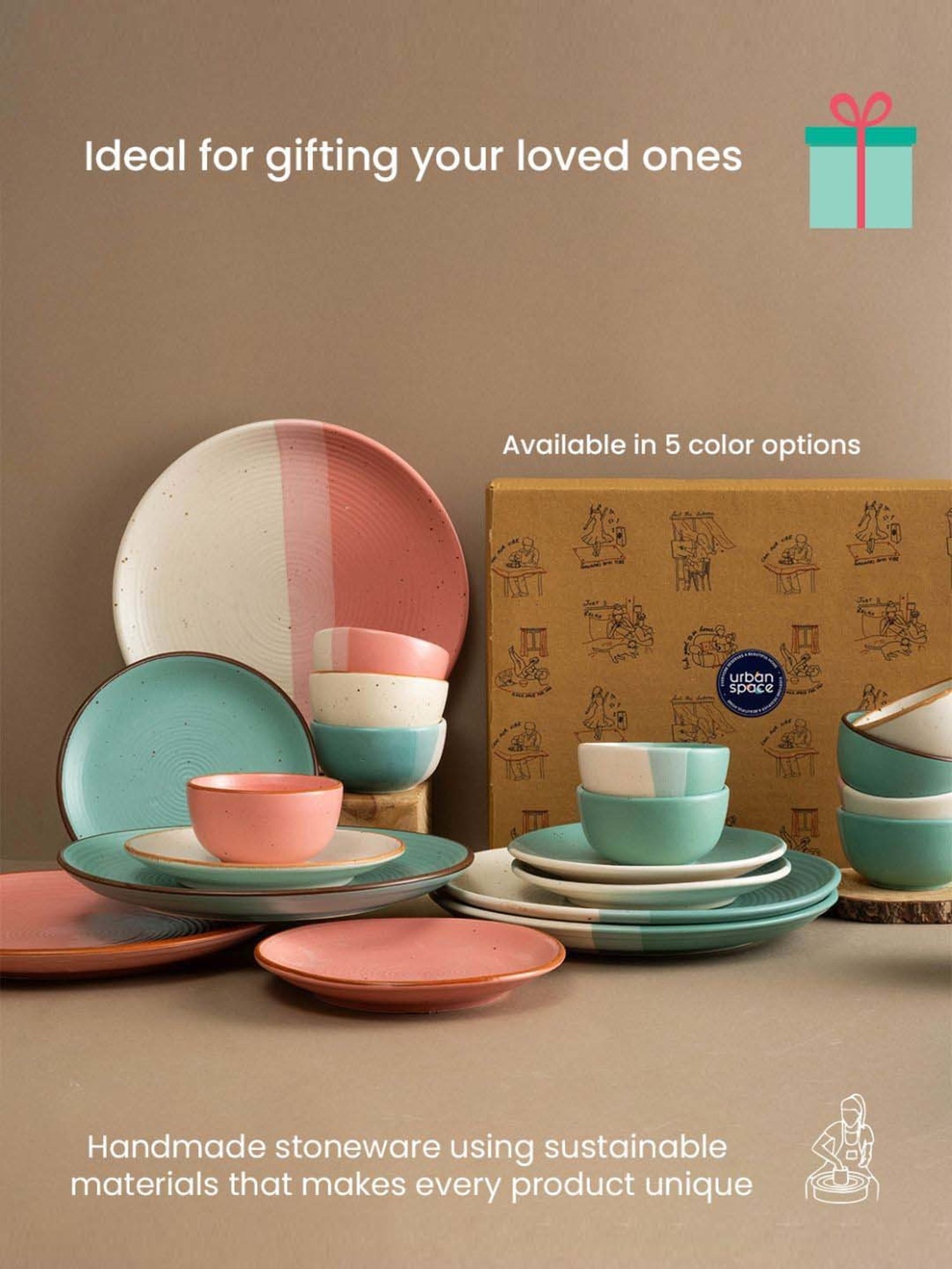 Urban Space Warm Pink Ceramic Dinner Set