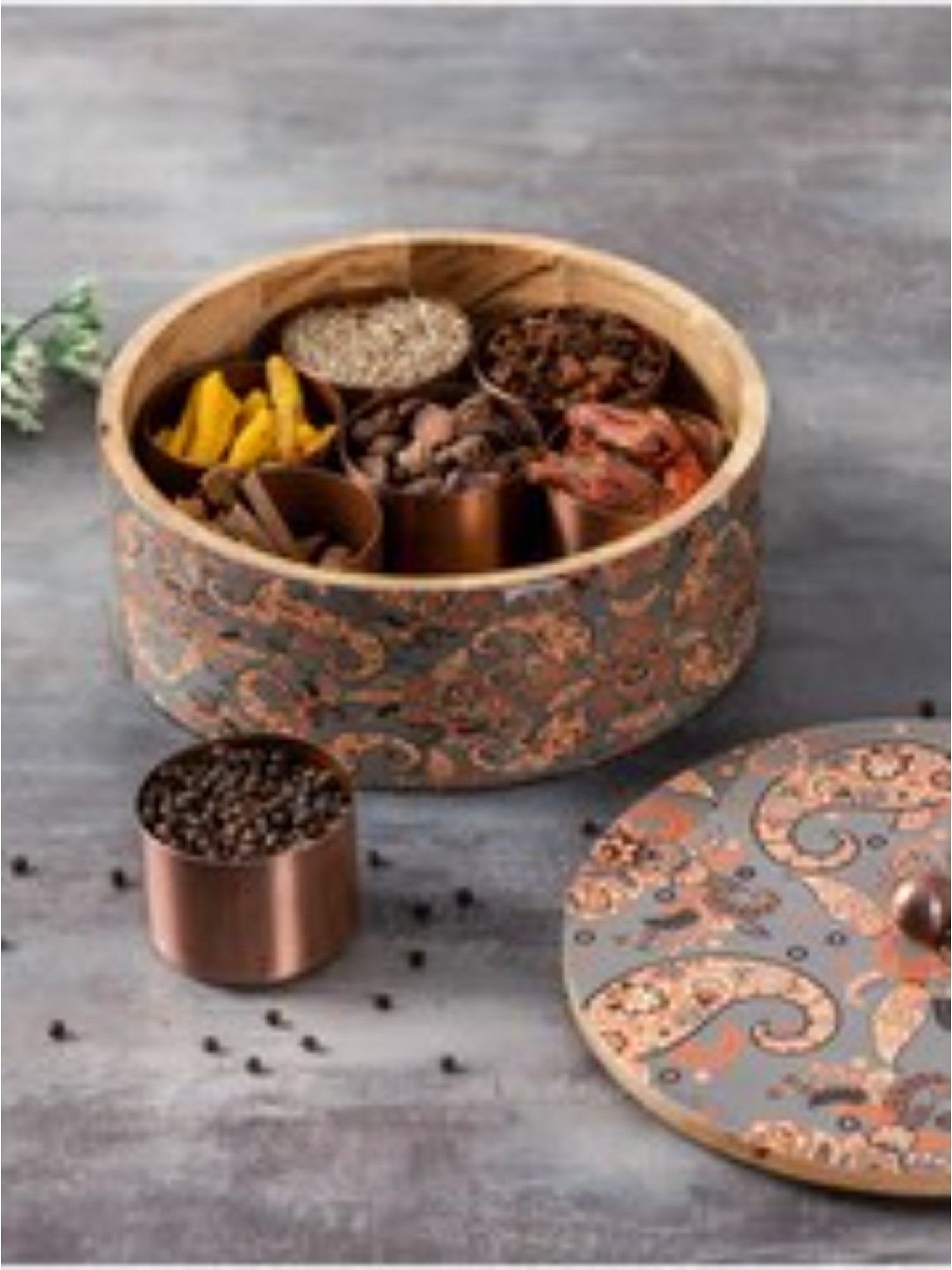 Nestroots Grey masala box for kitchen Masala dani spice rack containers for kitchen storage spice