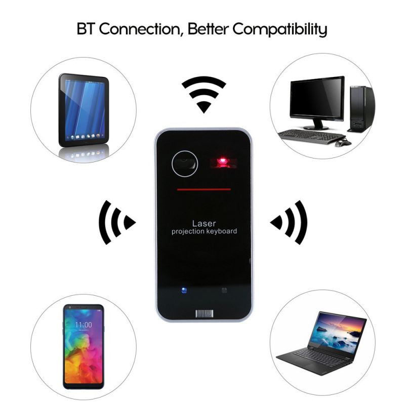 Mini Portable Virtual Touch Keyboard & Mouse Mice BT QWERTY Projection for Smart Phone/ PC/ Tablets