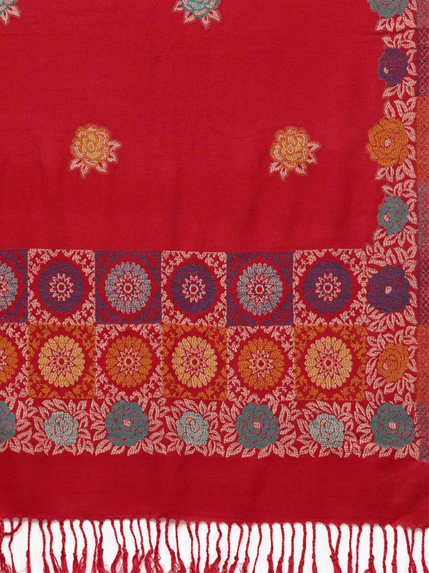 Indo Era Red Woven Pattern Stole