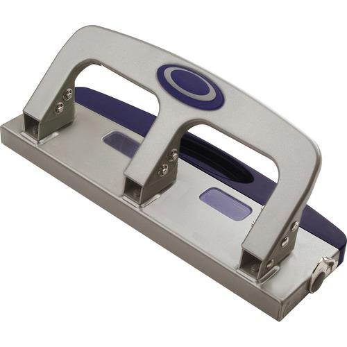 OIC Deluxe Standard Hole Punch - 3 Punch Head(s) - 20 Sheet Capacity - 9/32" - Silver