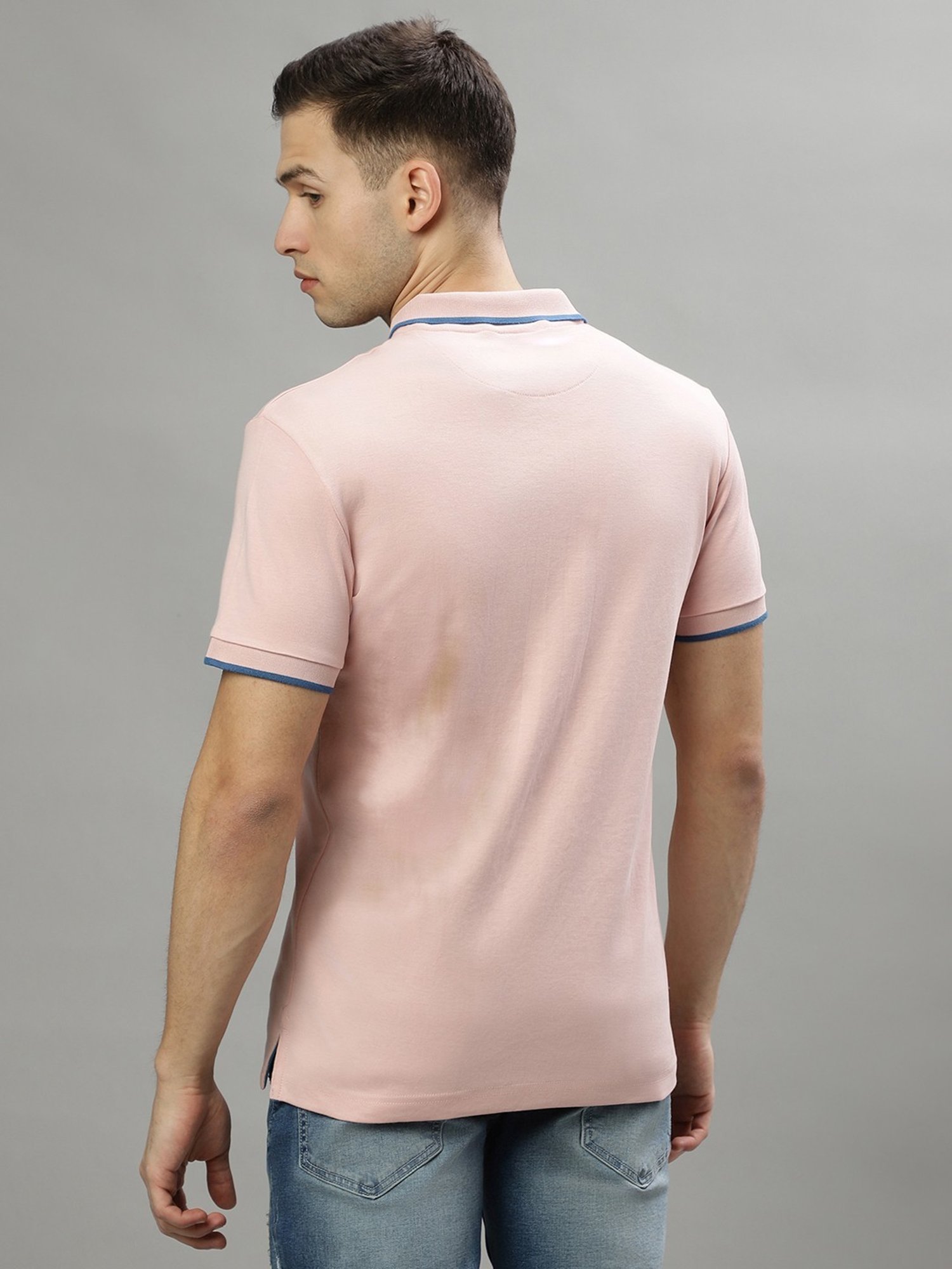 Iconic Pink Cotton Regular Fit Printed Polo T-Shirt