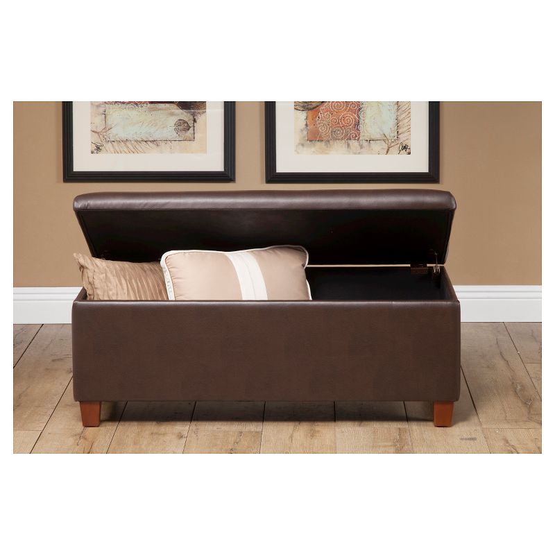 Large Faux Leather Storage Bench Chocolate Brown - HomePop