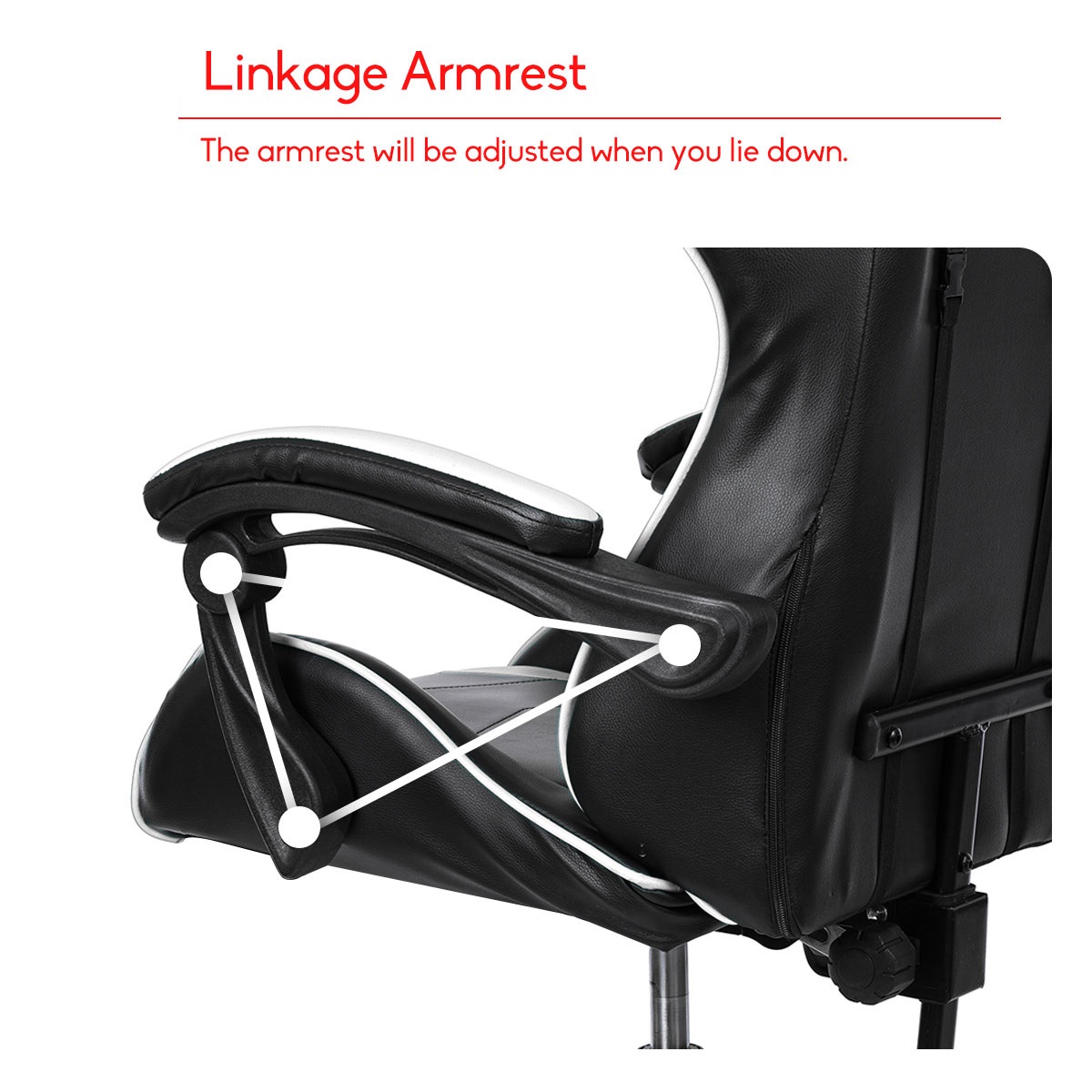 Executive Office Chair Racing Gaming Chair Leather Computer Recliner Swivel Lift