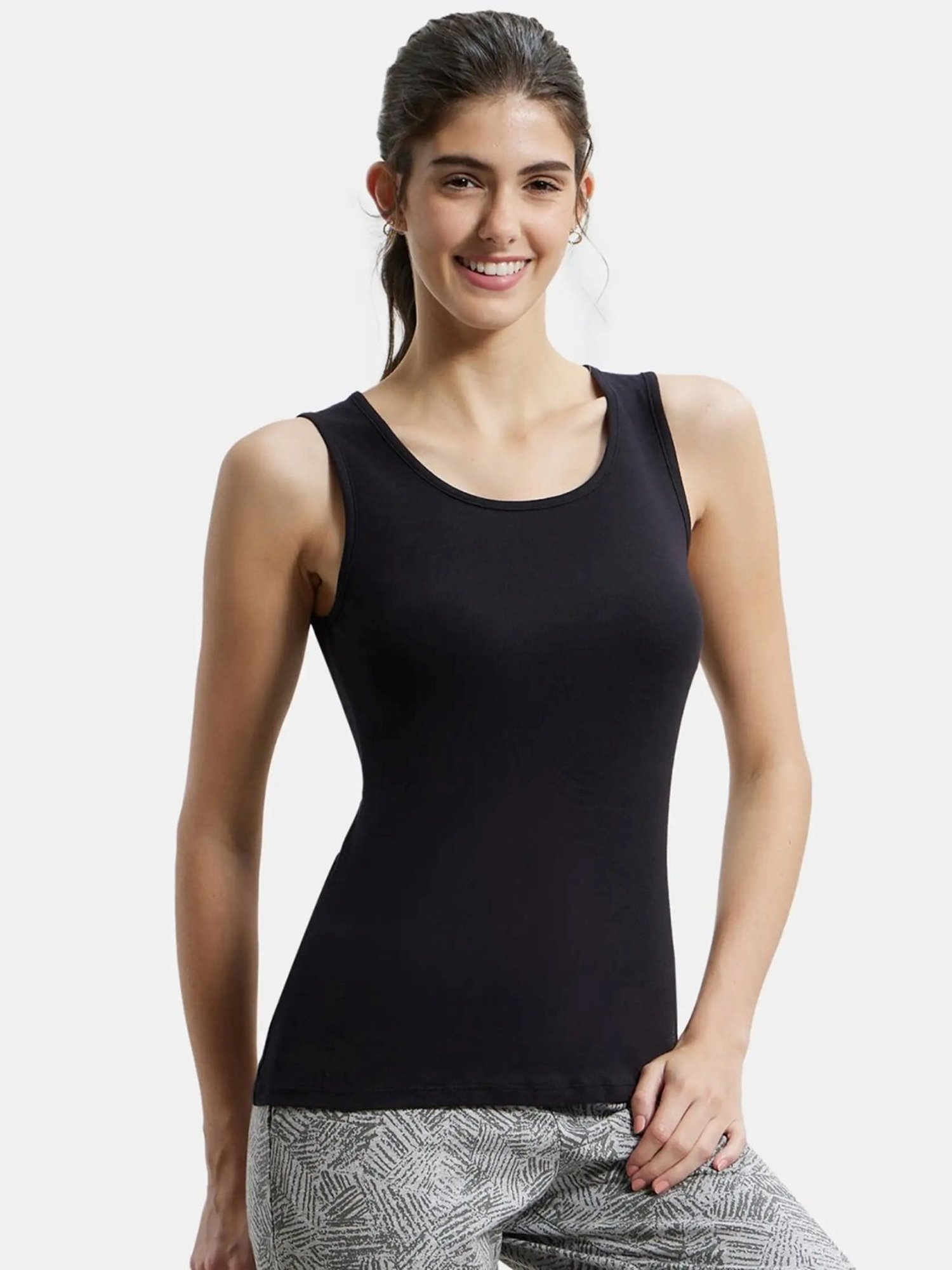 Jockey A113 Women's Super Combed Cotton Rib Fabric Slim Fit Solid Tank Top