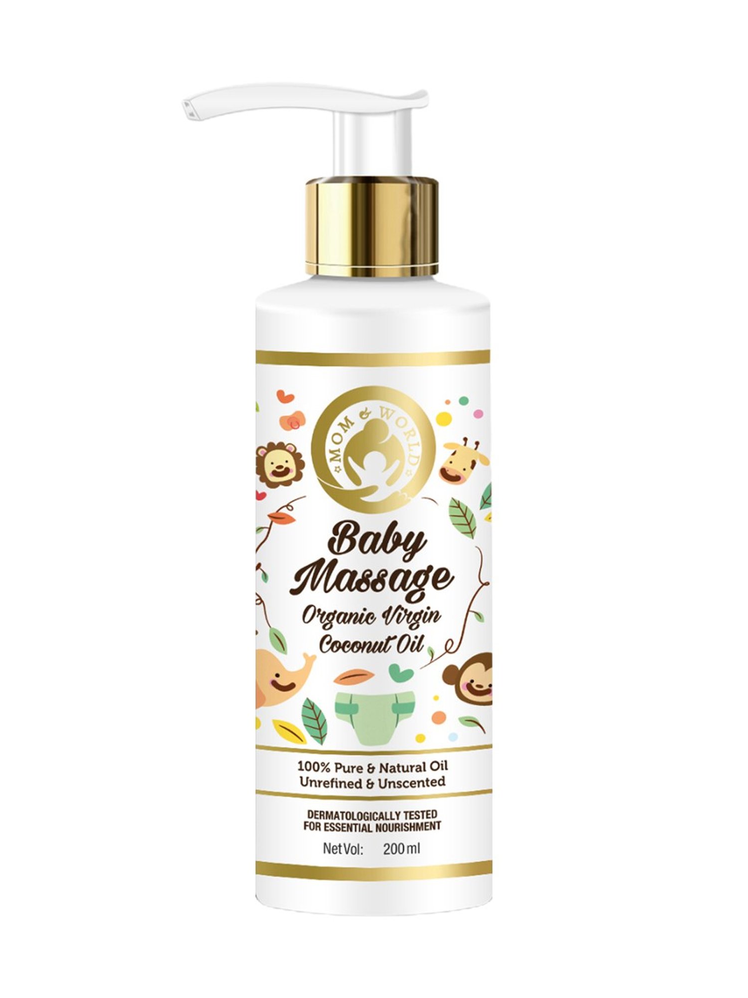 Mom & World Baby Massage Pure Organic Virgin Coconut Oil Cold Pressed - 200 ml