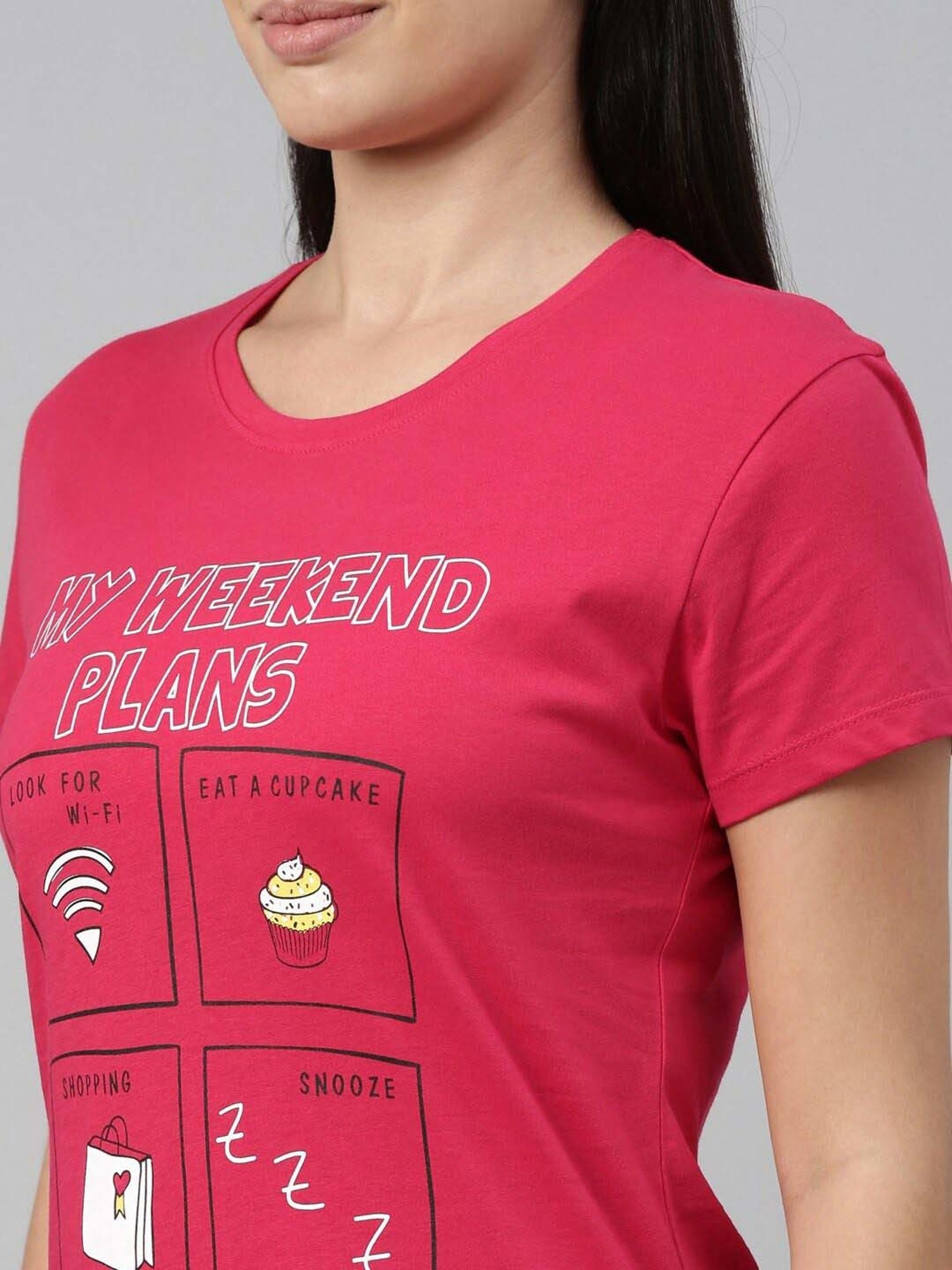 TWIN BIRDS Pink Printed Sleep Tee