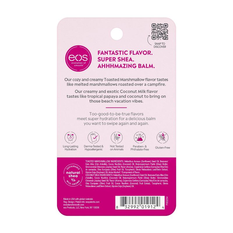 eos Lip Balm Sticks - Toasted Marshmallow and Coconut Milk - 2ct/0.14oz each