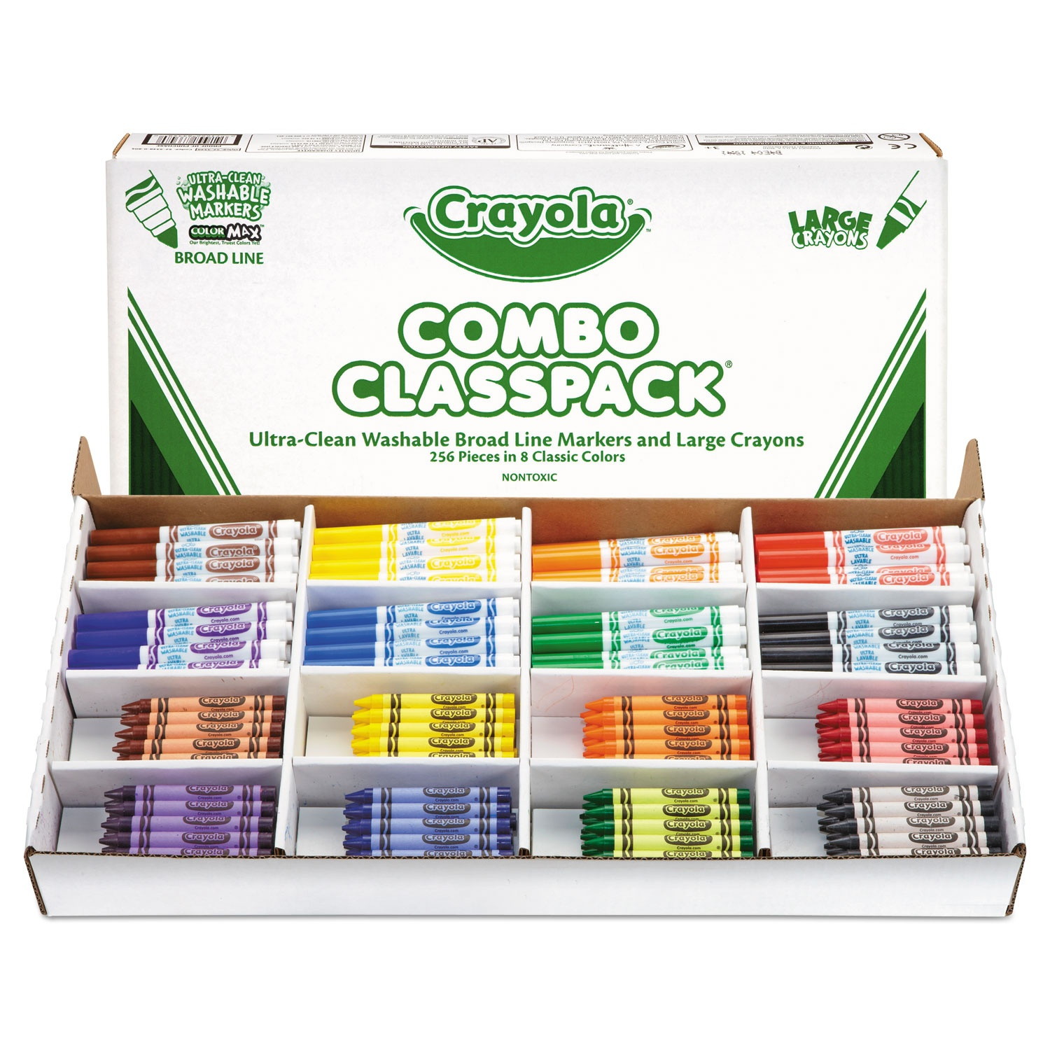 Crayola. 523348 Classpack Crayons w/Markers, 8 Colors, 128 Each Crayons/Markers, 256/Box