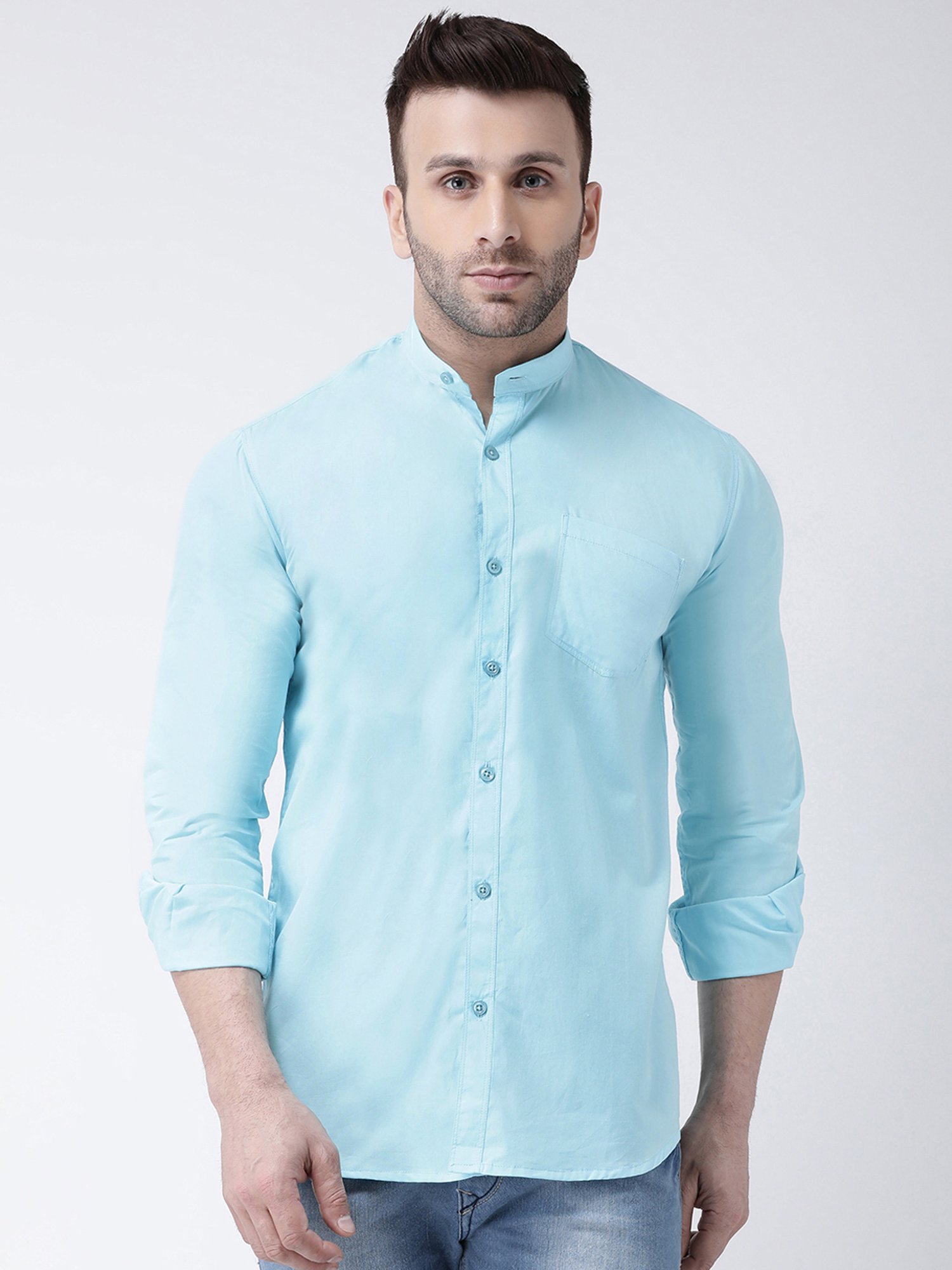 Hangup Plus Sky Blue Slim Fit Pure Cotton Shirt