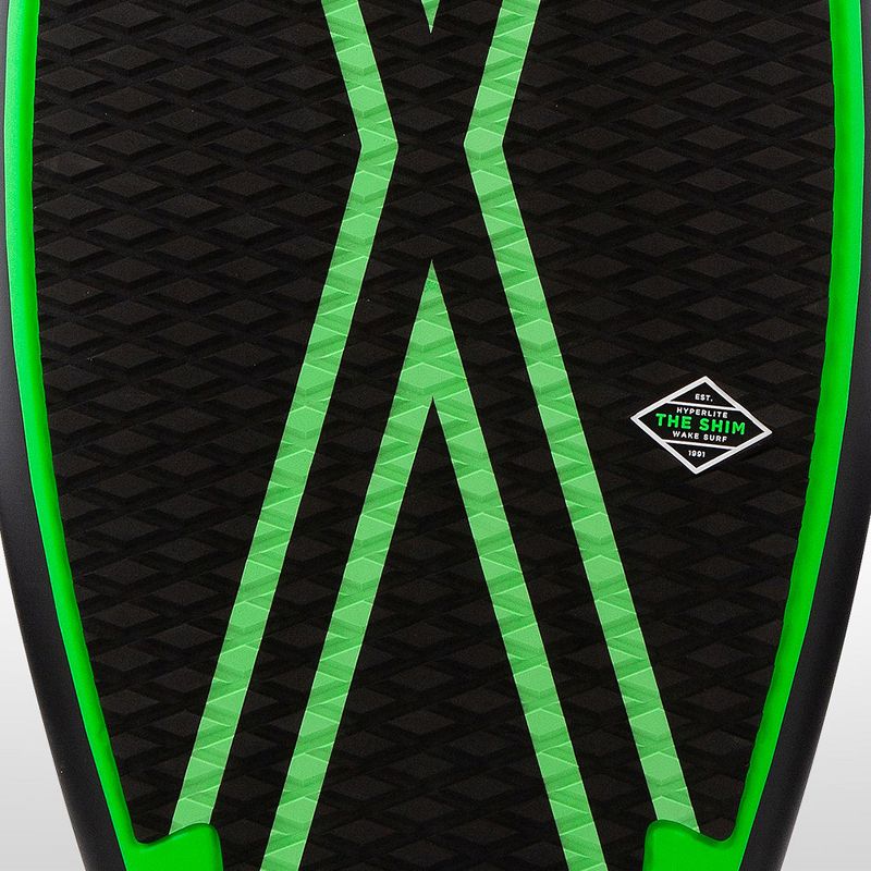 Hyperlite Shim Jr 3.9 Wakesurfer Board with Layered Glass Deck and Skim & Surf Combination Style for Water Wake Surfing Surfboard Riders, Green/Blue