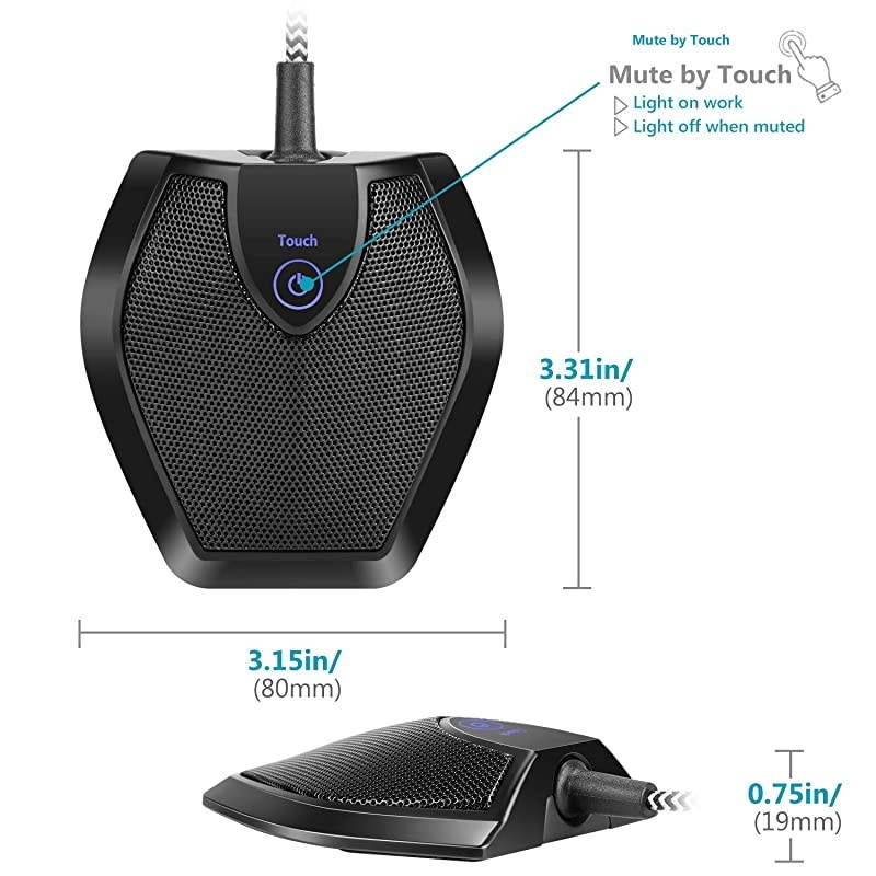 192KHZ24Bit USB Omnidirectional Condenser Microphone for Video Conference Recording Skype Online Class Court Reporter Plug Play Mac OS X Windows PC Compute