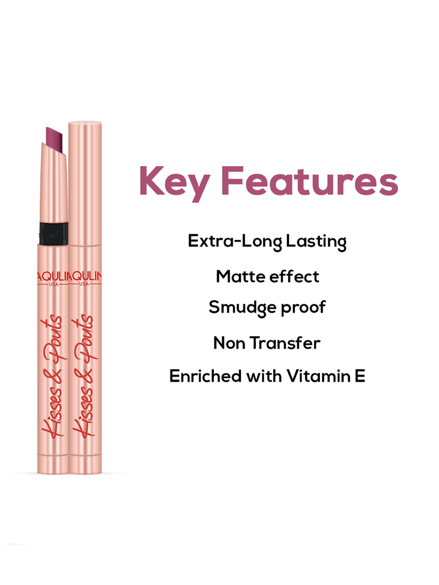 Jaquline USA Kisses & Pouts Transfer Proof Matte Lipstick Love Kiss - 1.4 gm