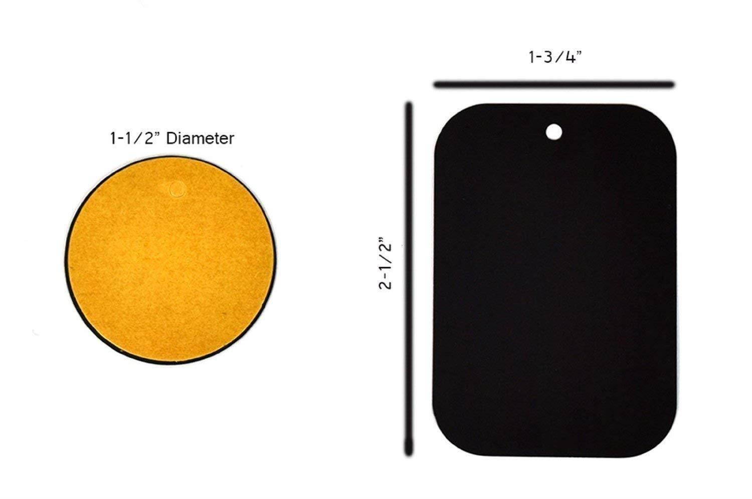 Metal Plate, (8 Pack) with Adhesive for Magnetic Cradle-Less Mount - 4 Rectangle and 4 Round (Compatible with WizGear mounts) (8 Pack - Black)