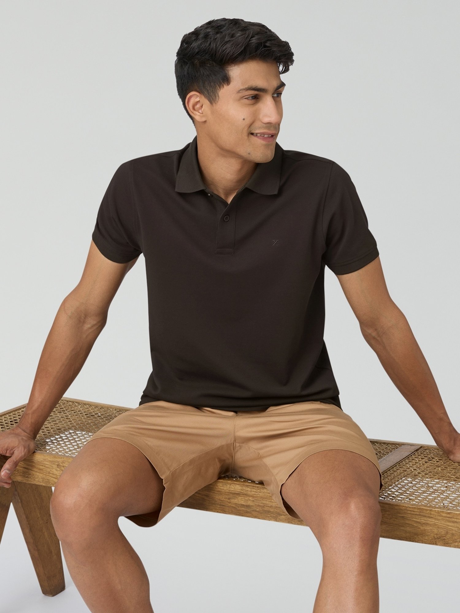 XYXX Mocha Brown Cotton Regular Fit Polo T-Shirt