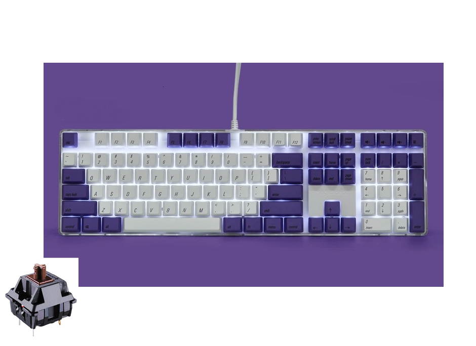 Qisan Magicforce N-key Rollover  Mechanical Keyboard Gaming Keyboard Cherry MX Brown  100% Full Size 108 Keys with White Backlight Case,PBT Keycaps