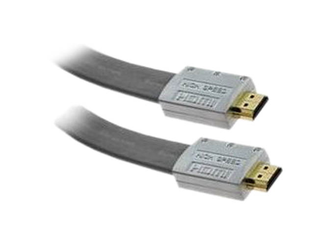 Fuji Labs HDM-MMBB-LSEF3SL 3 ft. Extreme Series Extreme High Speed Silver Metal Hood HDMI Flat Cable with Ethernet Gold Plated Connec