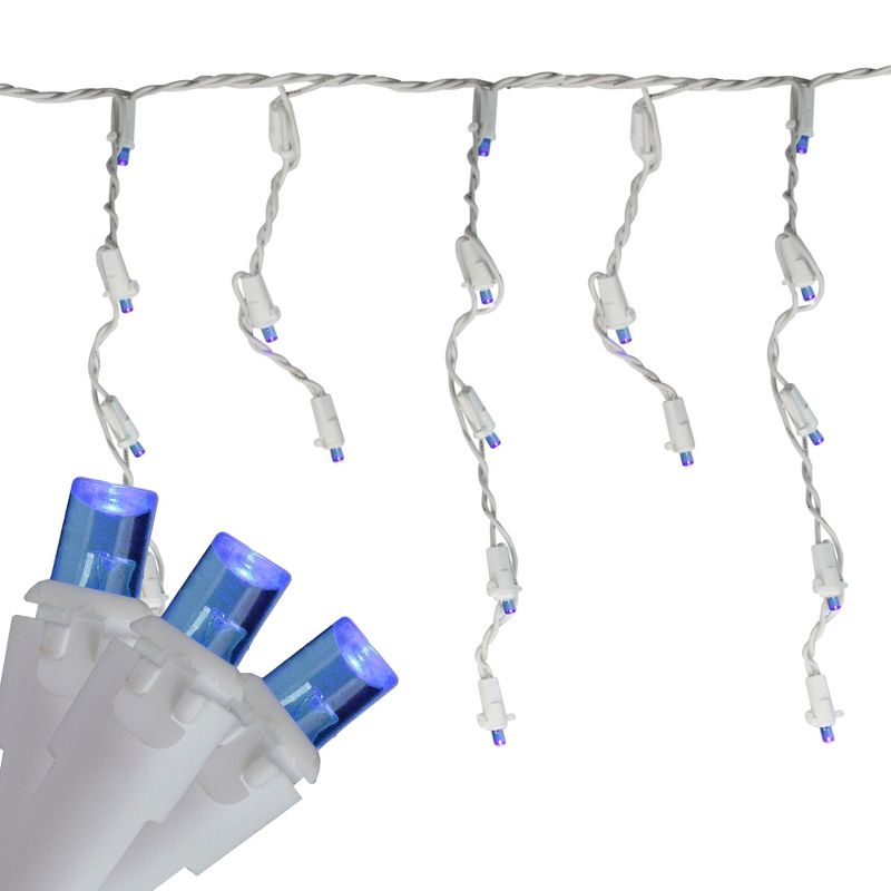 Brite Star Set of 70 Blue LED Wide Angle Icicle Christmas Lights - 6ft White Wire
