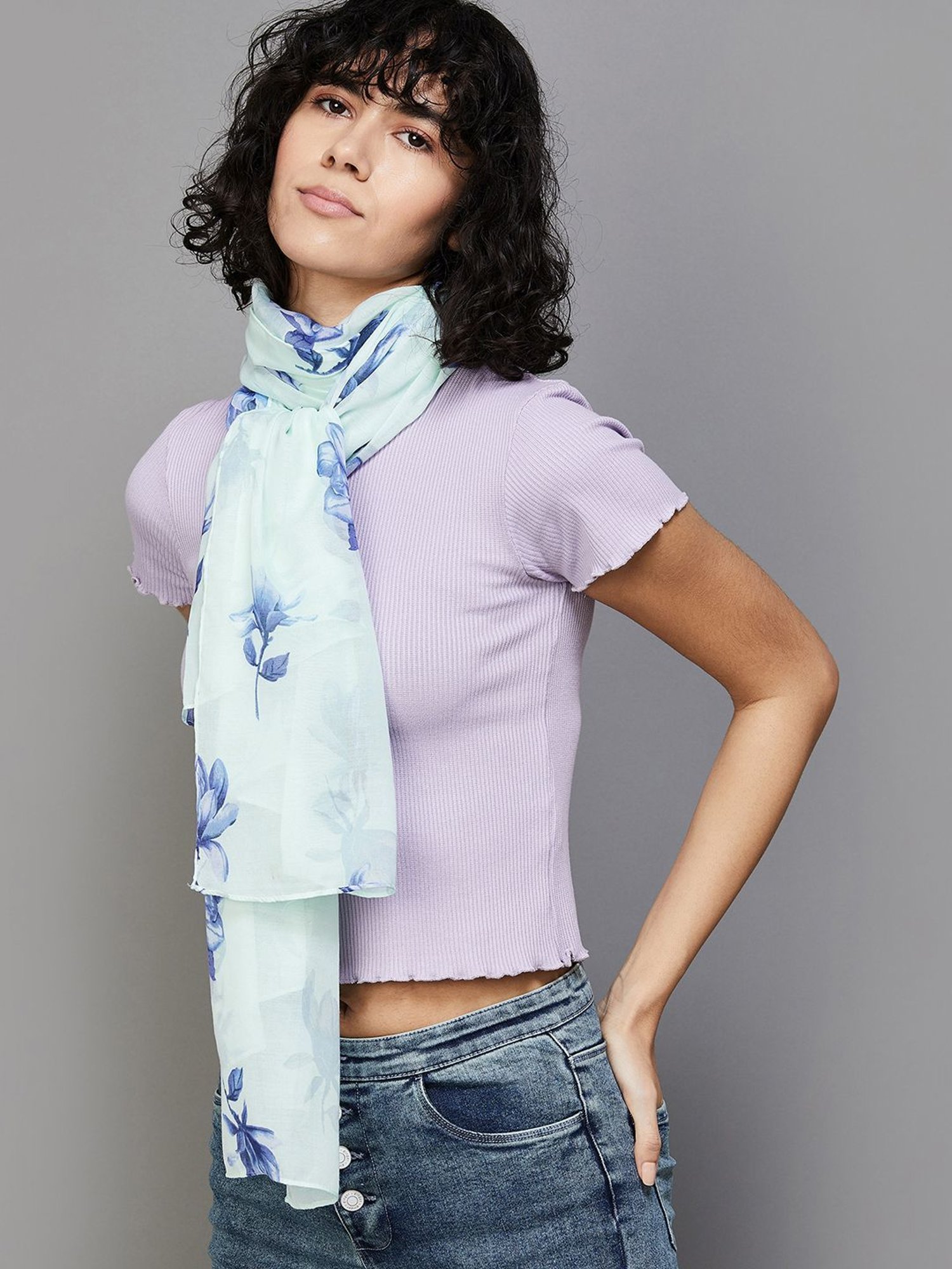 Ginger by Lifestyle Blue Printed Stole