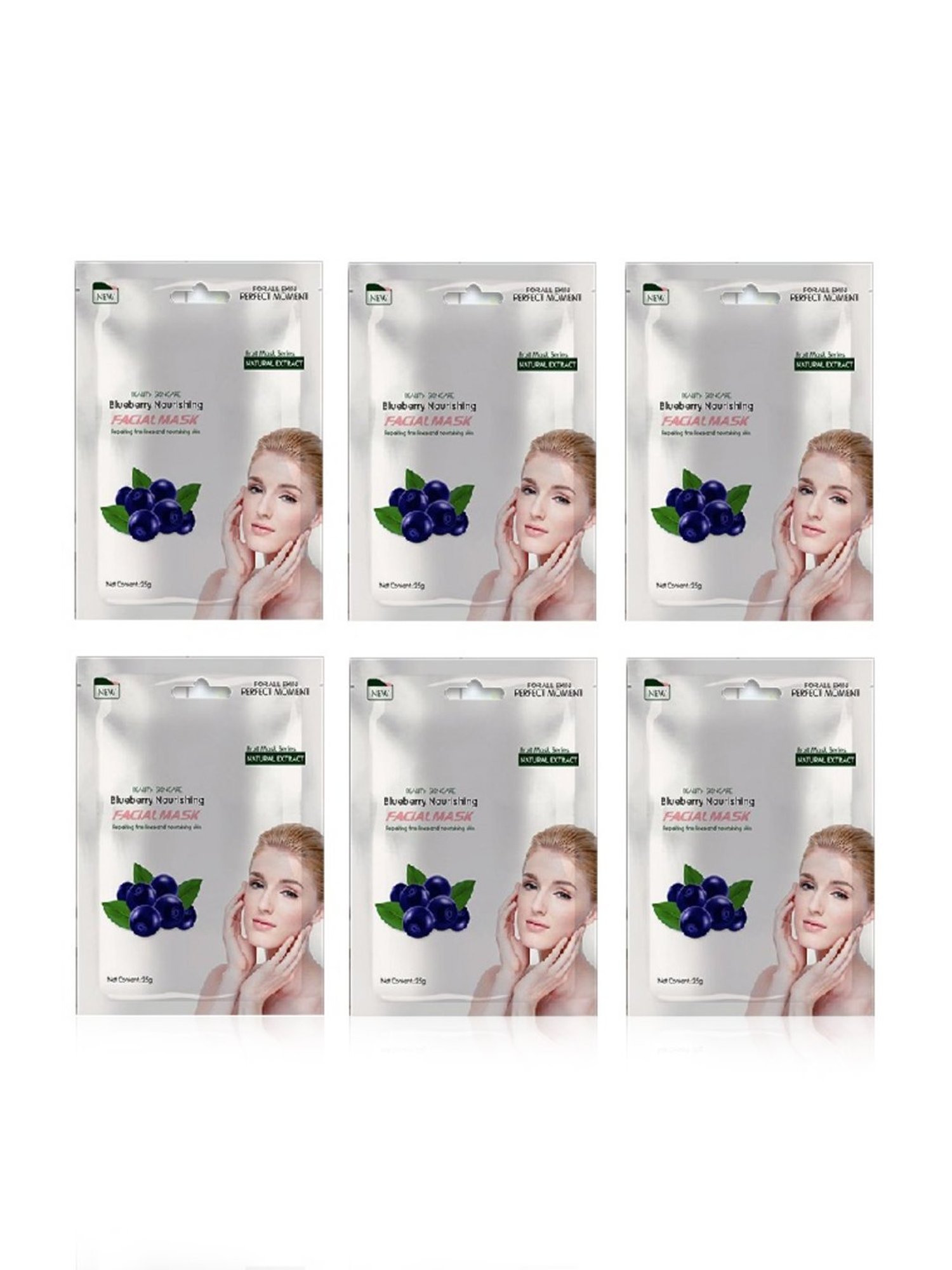 MONDSUB Blueberry Nourishing Sheet Masks (Pack of 6) - 25 gm Each