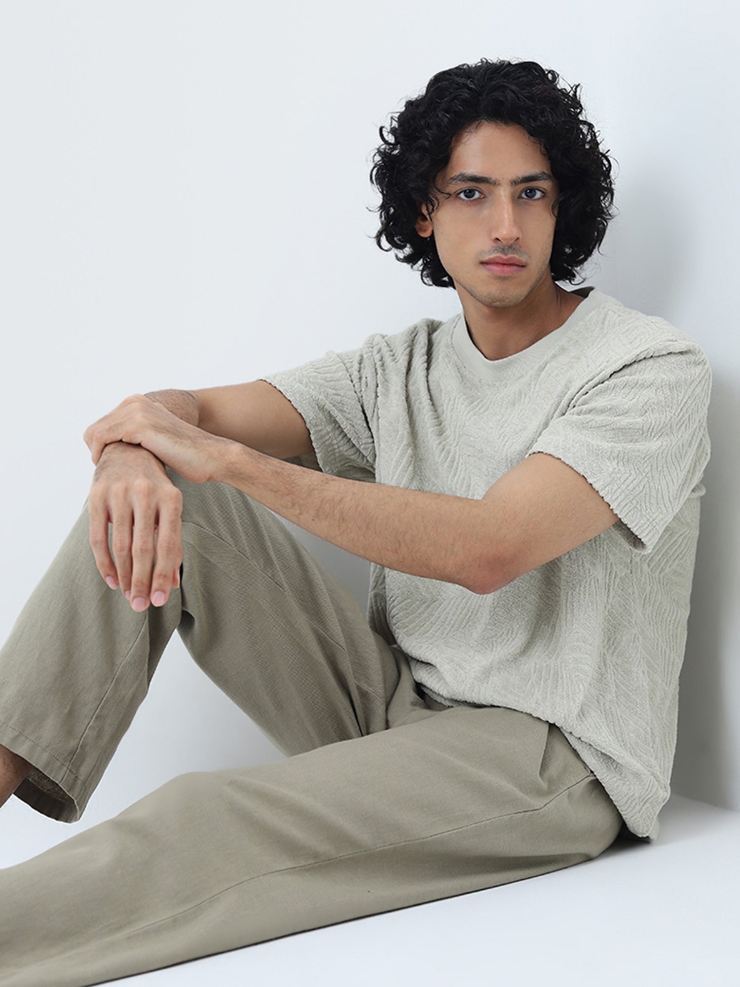 ETA by Westside Sage Self-Textured Slim-Fit Cotton T-Shirt