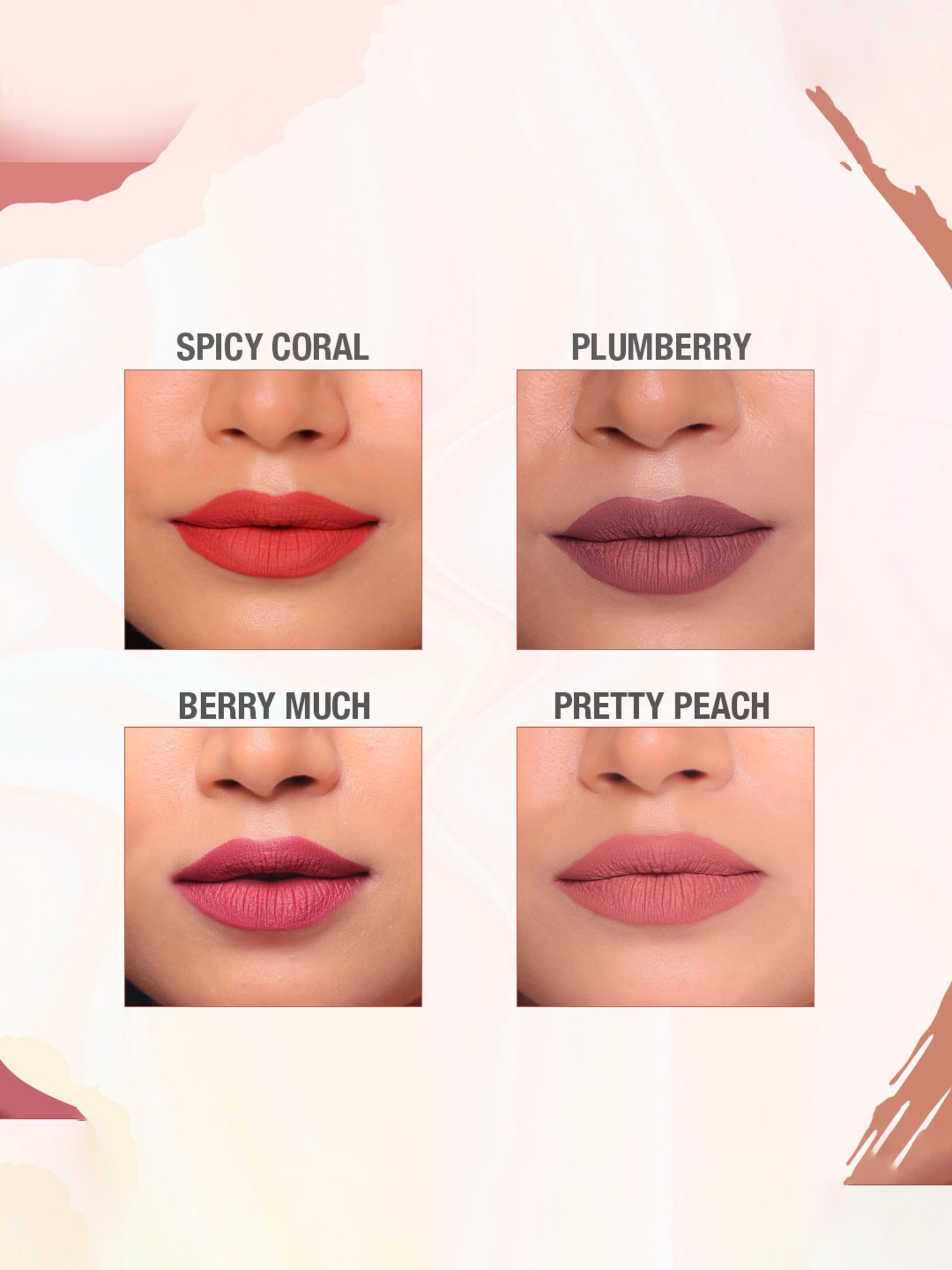 TNW-The Natural Wash Matte Velvet Longstay Liquid Lipstick Bold Squad - Pack of 4