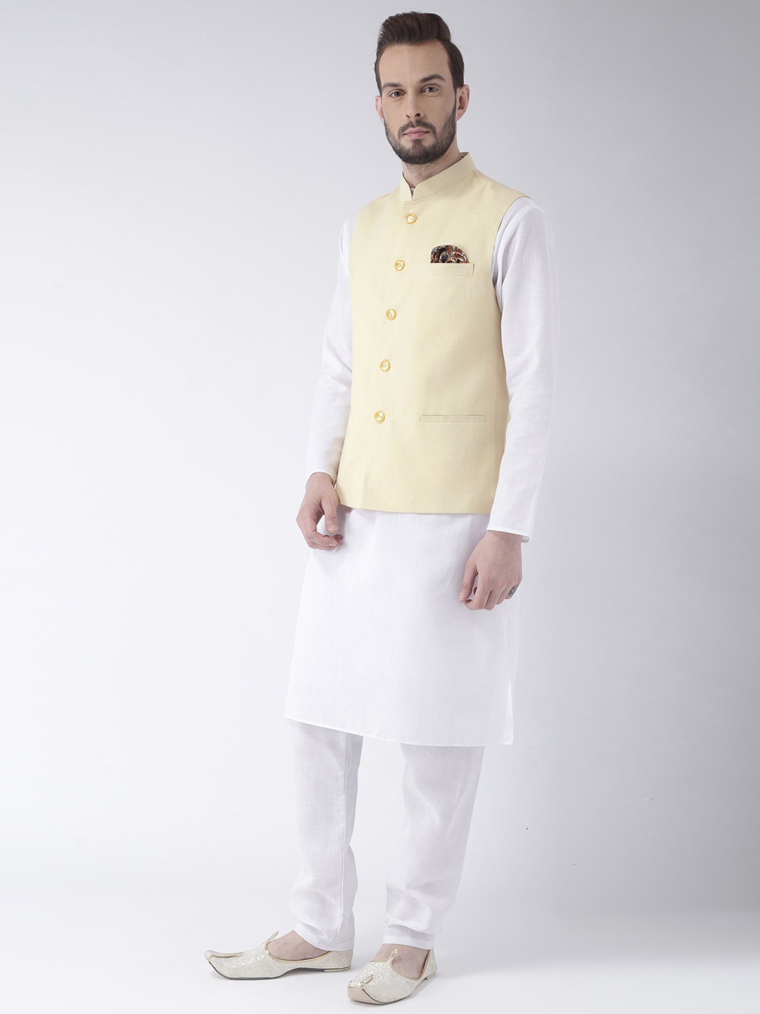 Vastramay White Cotton Straight Fit Embroidery Ethnic Suits