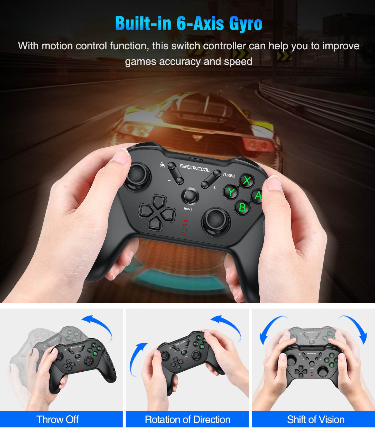 ESYWEN Wireless Controller Gamepad for Switch, Wireless Pro Controller for Switch Console Game Joystick Joypad with Turbo, Motion Control, Dual Shock