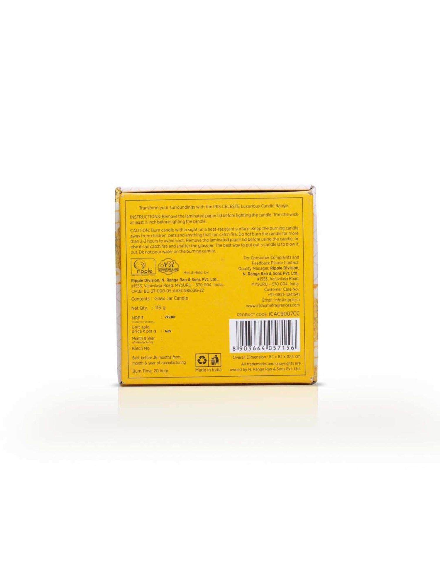 IRIS Gold Collection White Celeste Hurricane Choco Orange Fragrance Candle