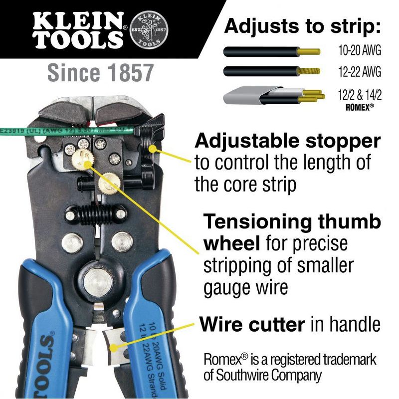 Klein Tools 11061 Wire Stripper / Wire Cutter for Solid and Stranded AWG Wire