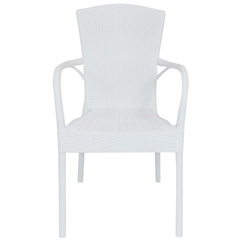 Sunnydaze Faux Wood Design Plastic All-Weather Commercial-Grade Segesta Indoor/Outdoor Patio Dining Chair, White, 4pk