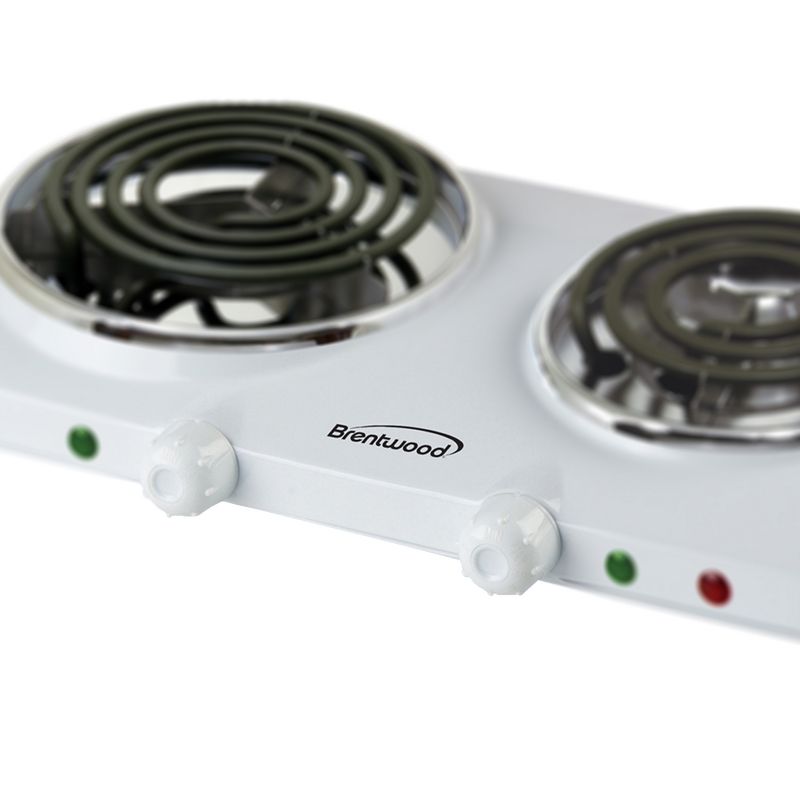 Brentwood Electric 1500W Double Burner Spiral White
