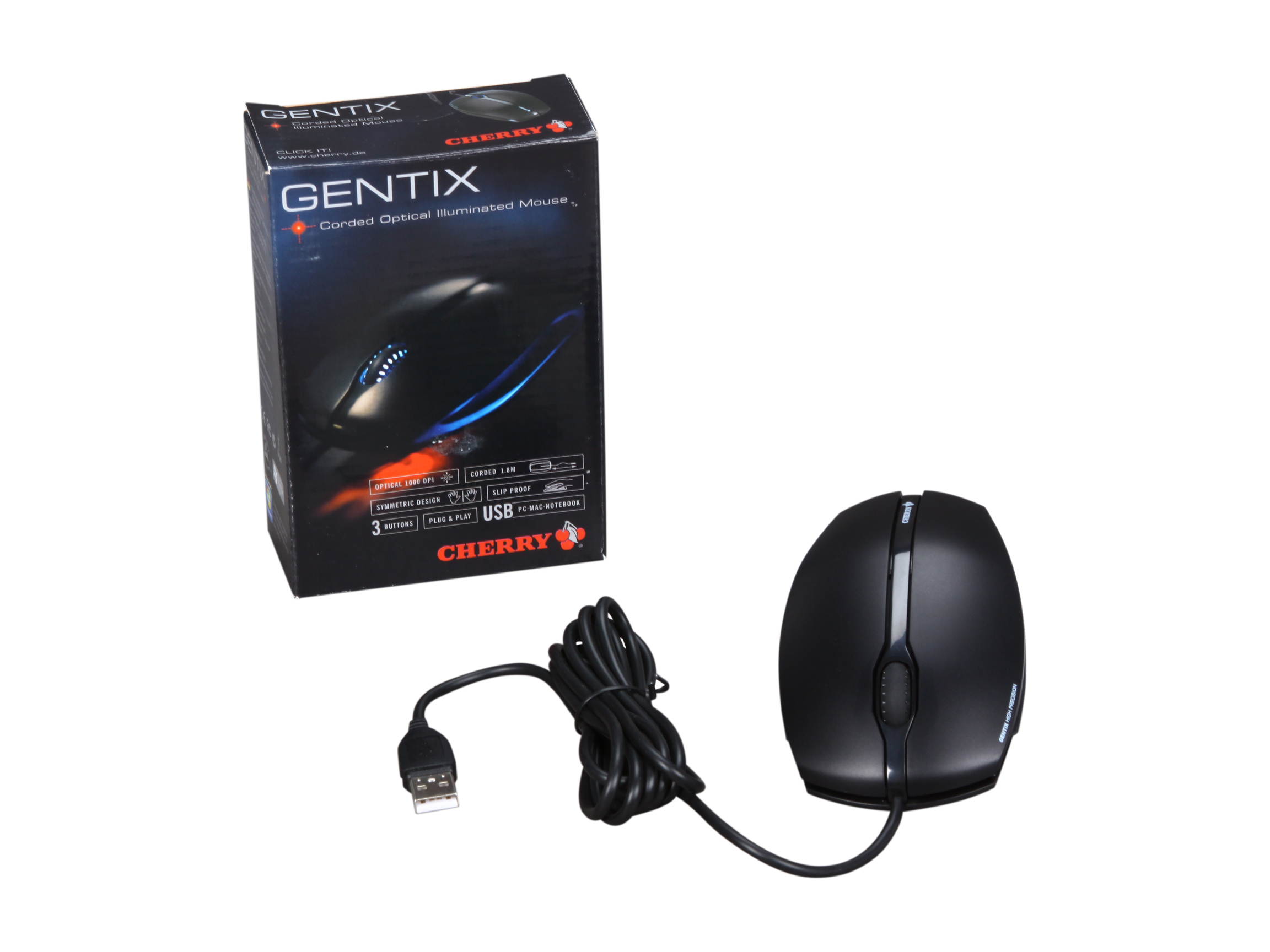 Cherry GENTIX JM-0300 Black Wired Optical Illuminated Mouse