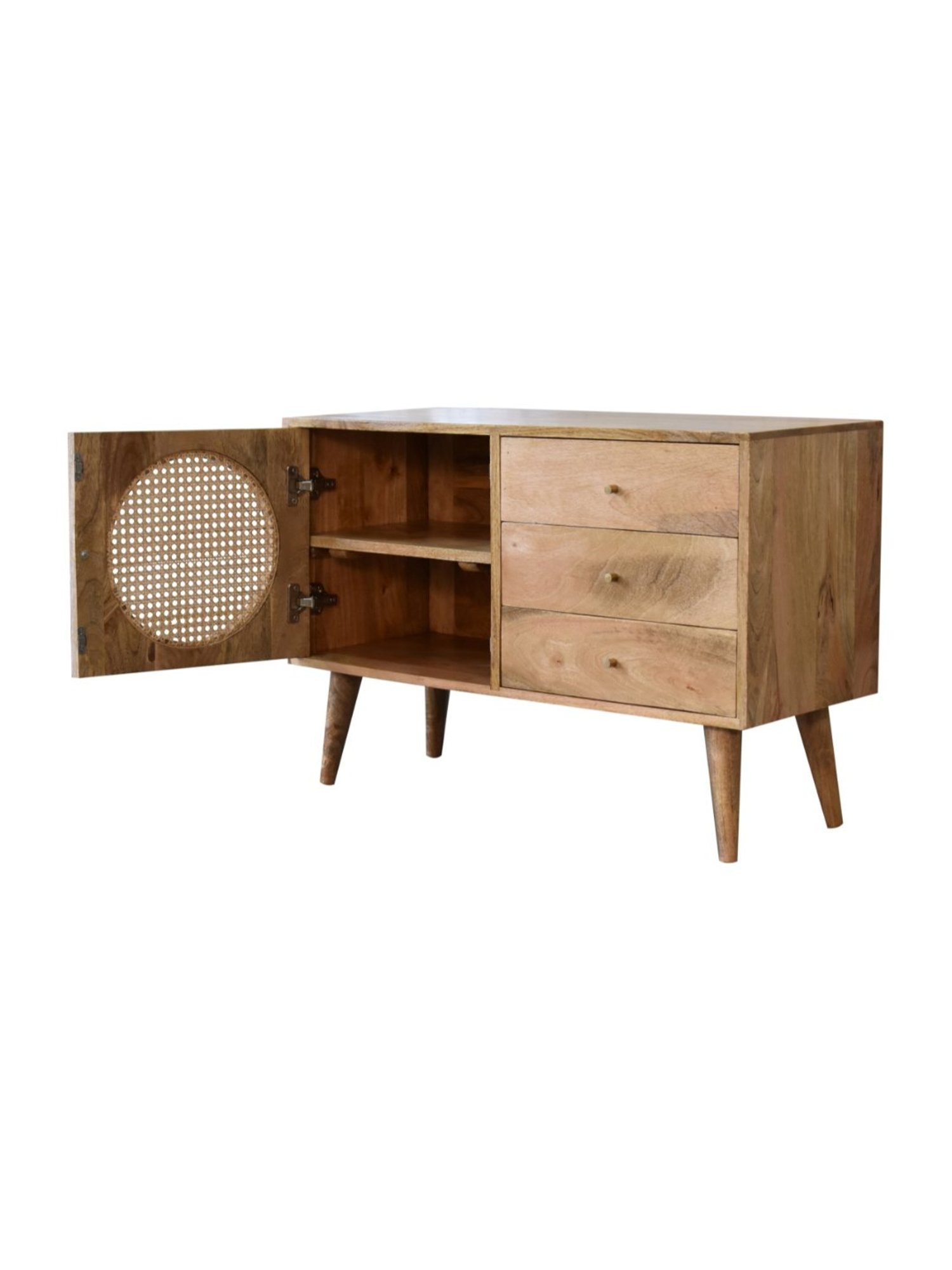 Fabindia Brown Sheesham Wood Textured Cabinet