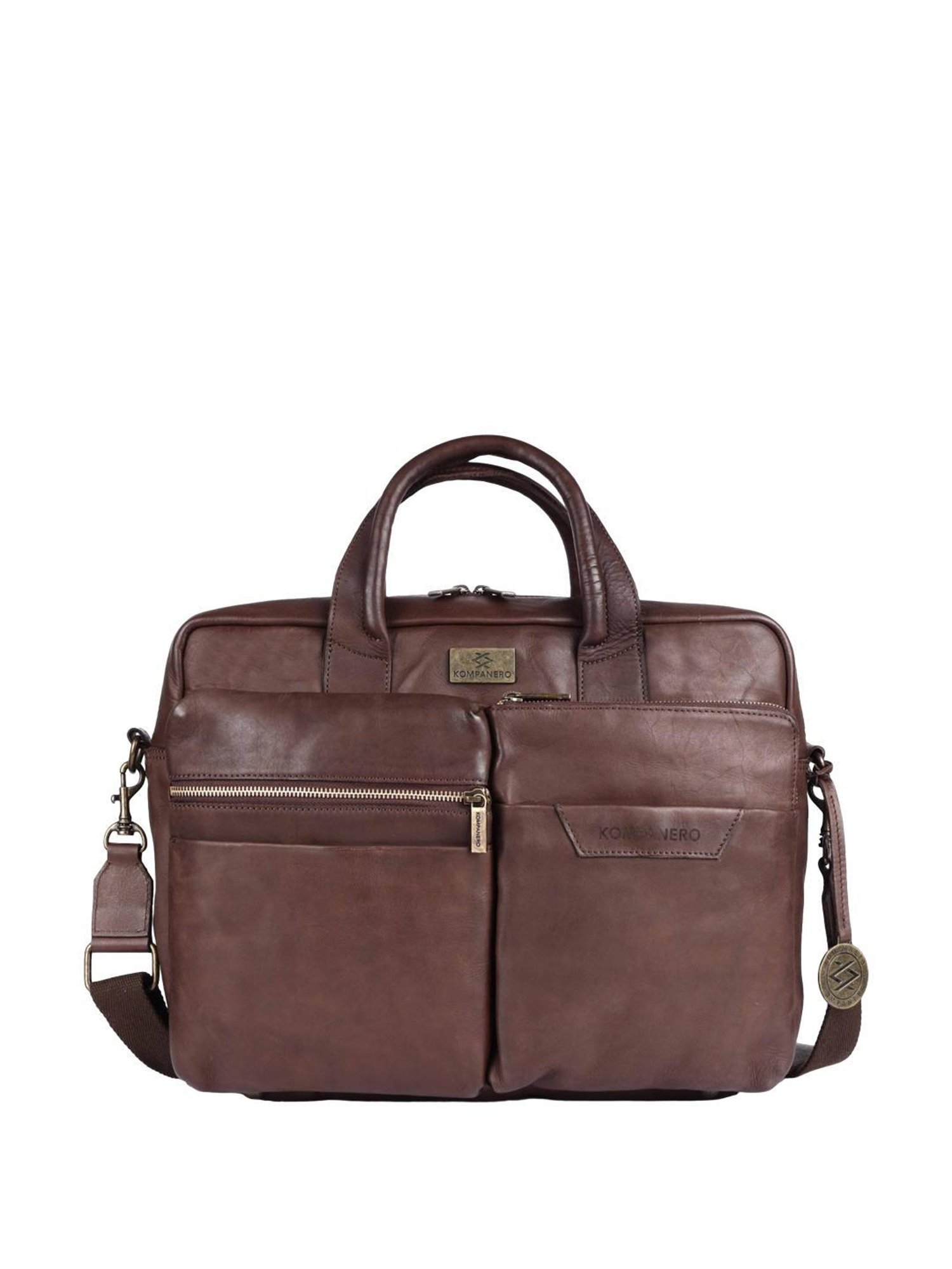 KOMPANERO Leo Brown Solid Laptop Messenger Bag
