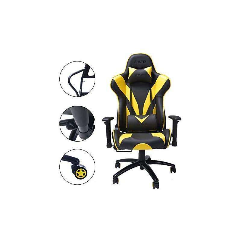 Gaming Chair Video Game Chairs Racing Style PU Leather High Back Adjustable with Headrest and Lumbar Support for Long Sessions of Computer Gaming or Office Working Chairs (White)
