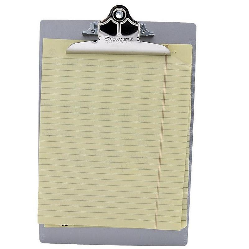 Saunders Aluminum Clipboard w/High-Capacity Clip 1" Clip Cap 8 1/2 x 14 Sheets Silver 22519