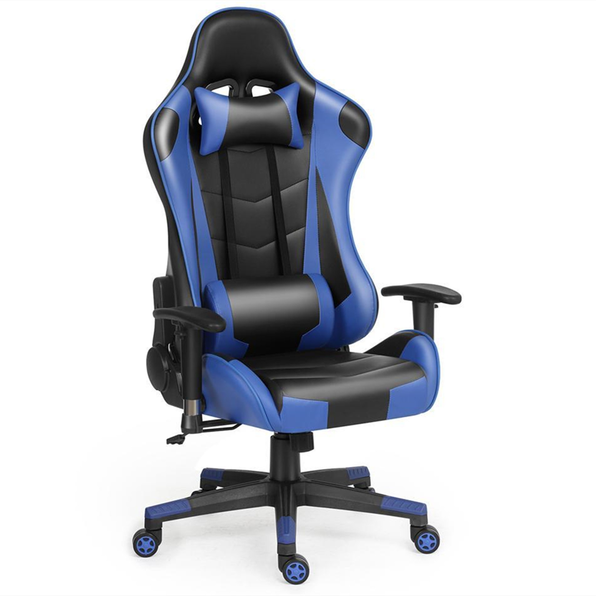 Ergonomic Gaming Chair Racing Chair E-Sports Chair Home Office Chair Computer Game Chair Backrest and Seat Height Adjustable Chair with PU Leather Lumbar Support and Headrest