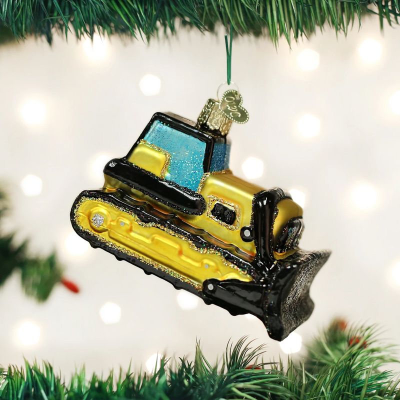 Old World Christmas 2.5" Toy Bulldozer Ornament Dirt  -  Tree Ornaments